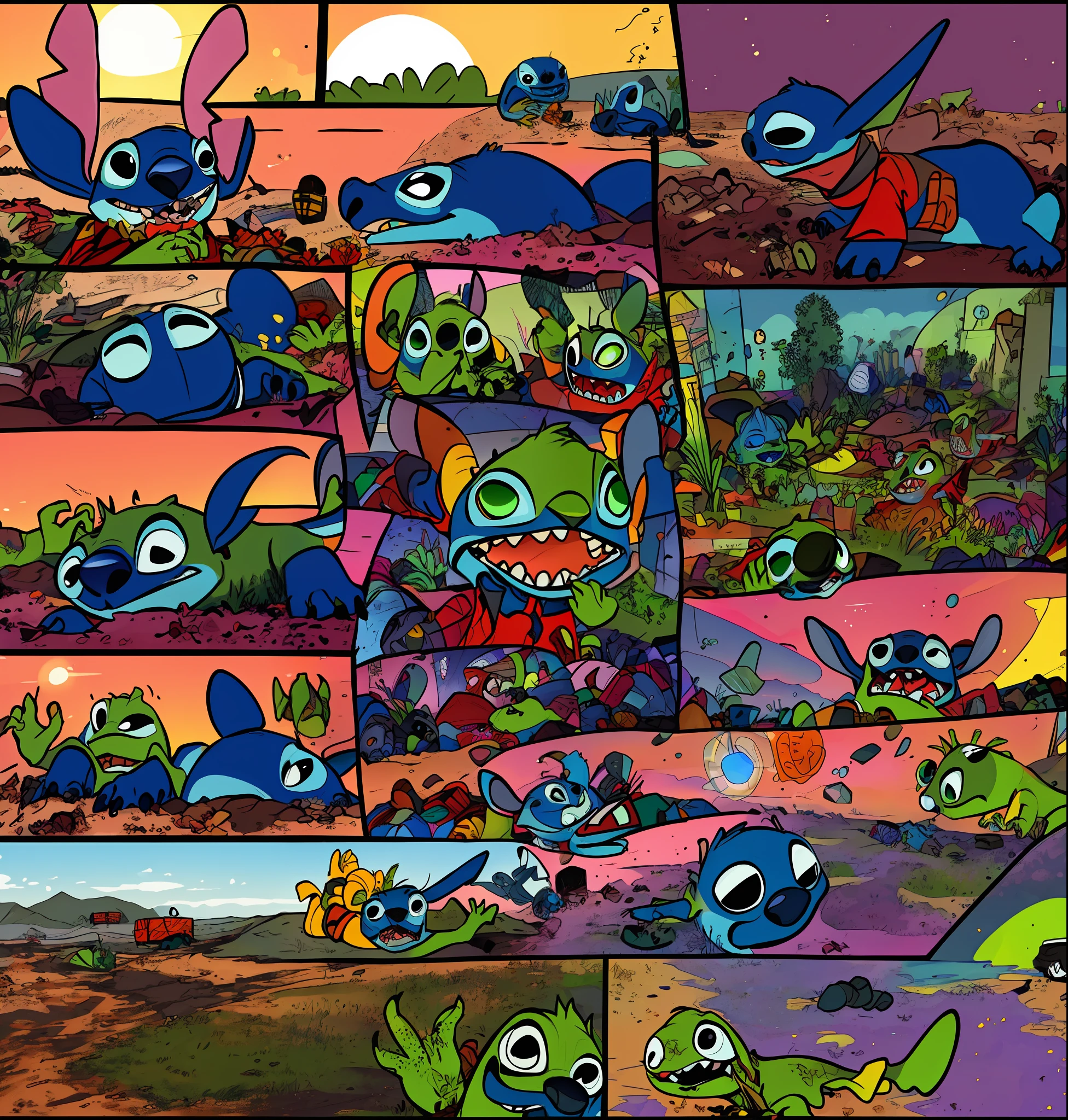 pixar, stitchdisney, bonito, corado, dentes, solo, (alien: 1.3), alta res, (imagem realista detalhada: 1.4), zumbi, apocalipse zumbi