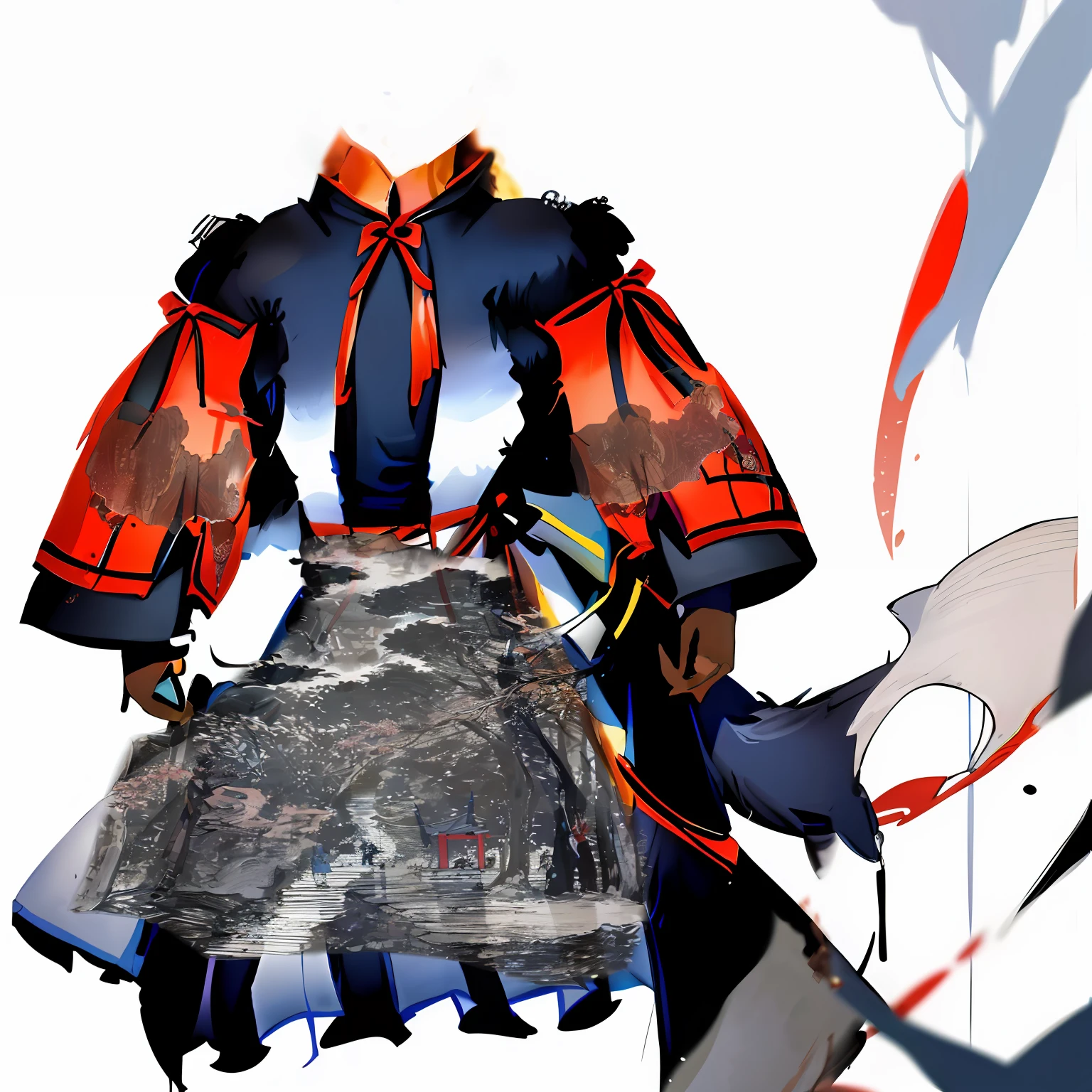 There was a woman in a dress,Kite in hand, clothed in old samurai uniform, From Arknights, inspired by Kanō Hōgai, kitsune inspired armor, Samurai style, inspired by Kanō Sanraku, inspired by Tōshūsai Sharaku, Onmyoji detailed art, onmyoji, samurai clothing