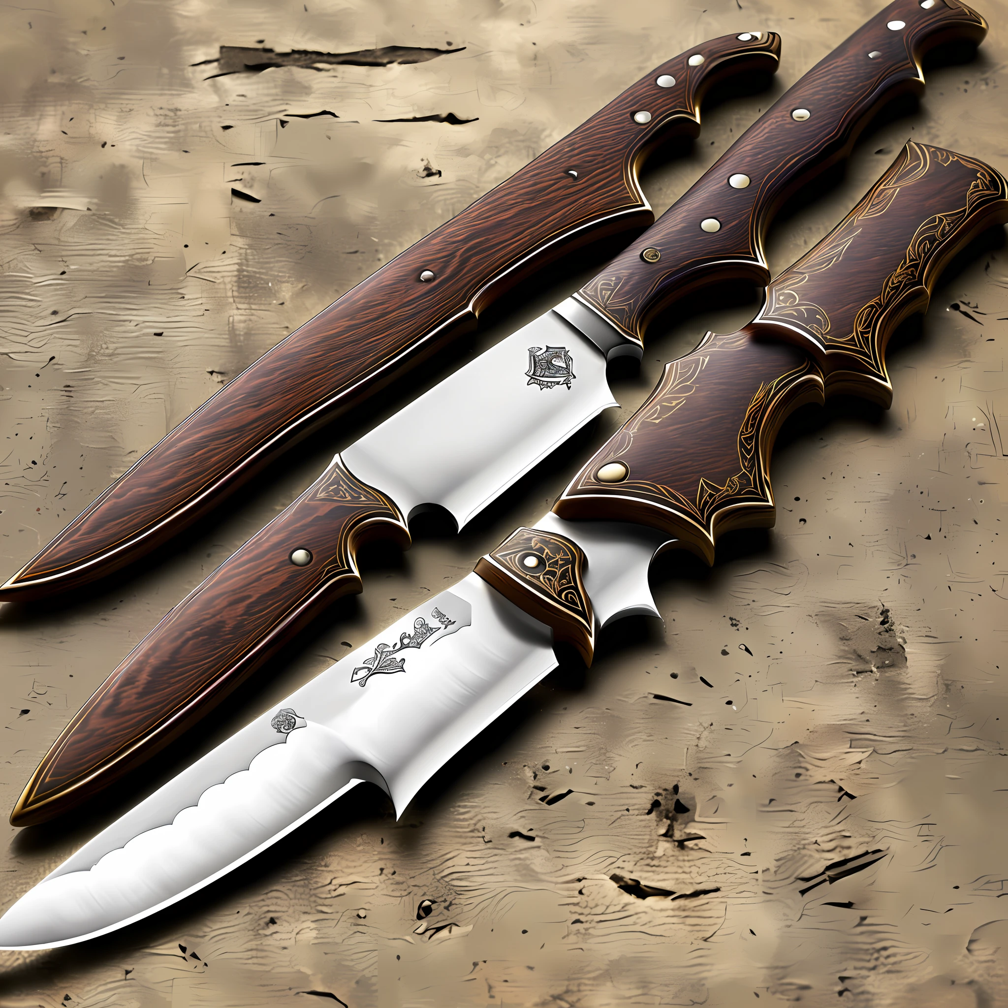 The warrior ancient style crosses the knife and collects the knife --auto