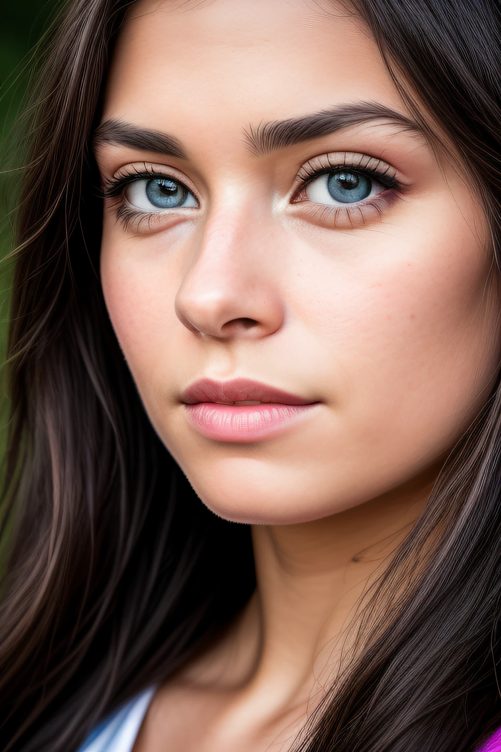 ((Close-up photo of the face)), (Black Eyes)), Beautiful (((20 years old)) female portrait photography, award-winning photography, top quality, portrait by Annie Leibovitz, Canon 5D Mark II, film, professional photography, (rich colors: 1.1), ultra-realistic and realistic texture, (Natural light: 1.1), (Canon EF 85mm f/1.4L USM), ultra detail, detail, Dramatic light, beautiful eyes for details, detailed skin, depth of field, raw photo, full resolution, high definition skin, detail, sharp focus, high resolution, high quality photo, braided hair,