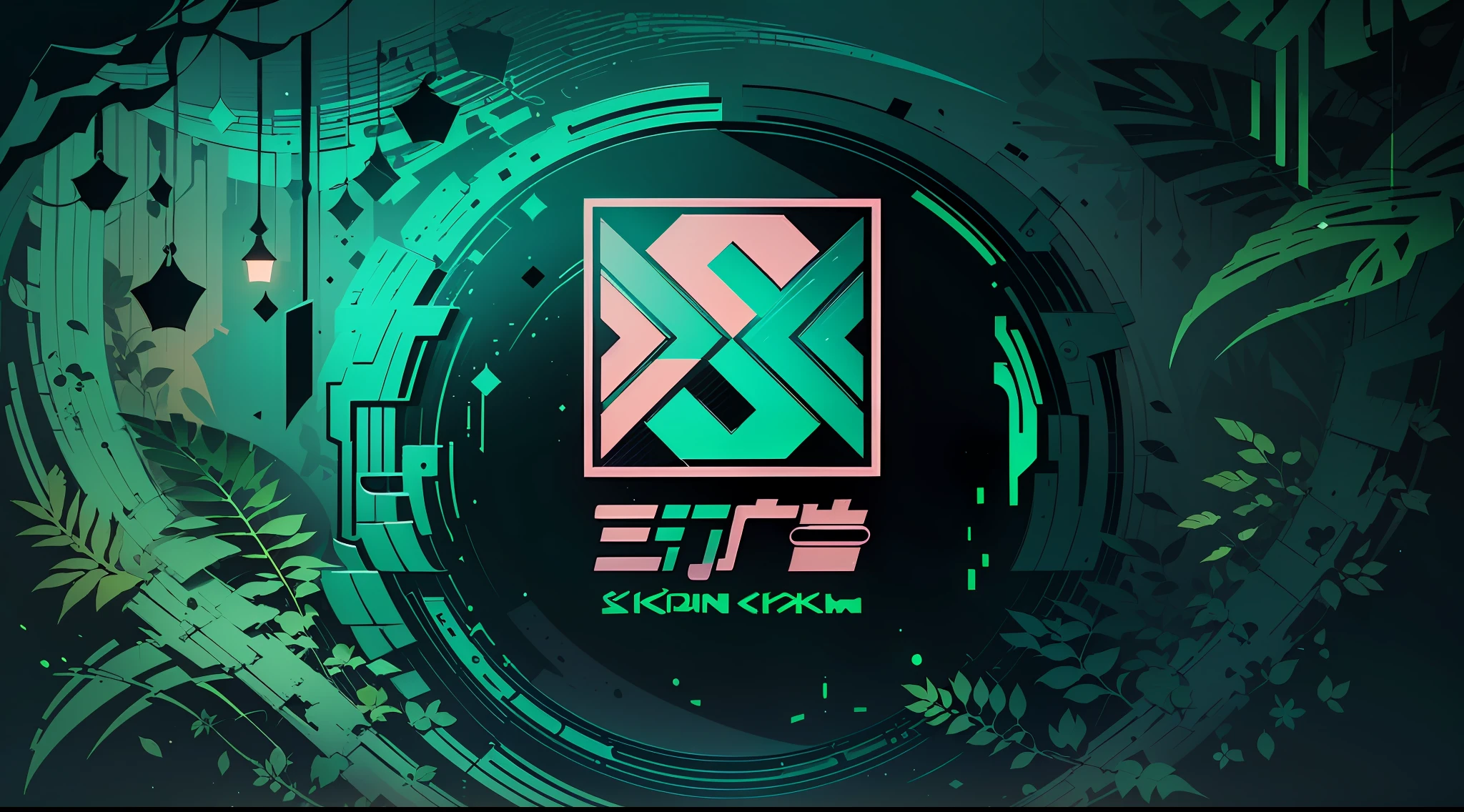 The logo with the name ImineAi, Black background,Green pattern,Dark green font,Vector art genre illustrator, Pastel colors with shadows