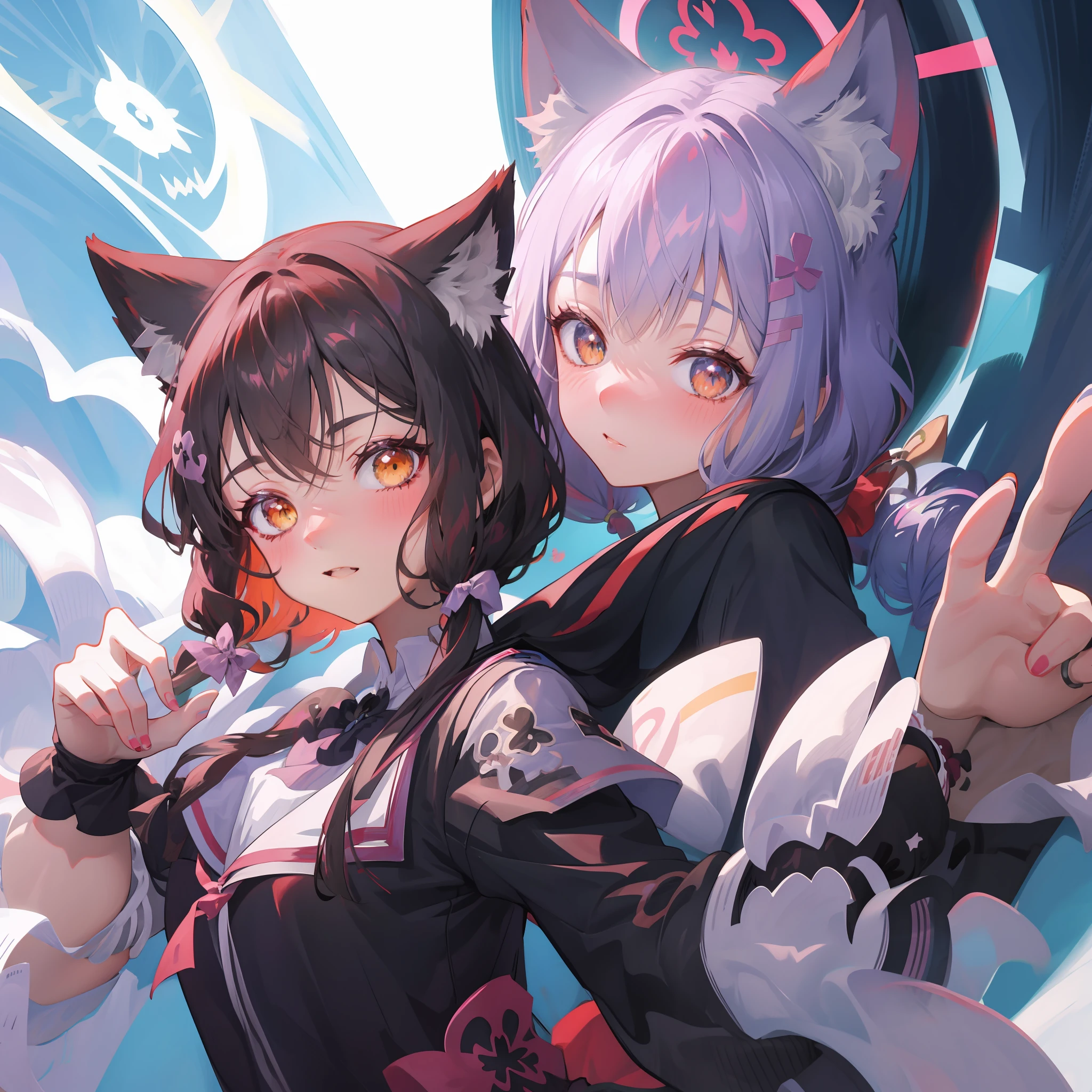 anime girl with a cat ear and a bow tie, anime girl with cat ears, Girl with cat ears, beautiful anime catgirl, portrait anime girl, cute anime girl portraits, cute anime catgirl, Very beautiful anime cat girl, Cute anime girl, cute anime girl portraits, anime catgirl, portrait of cute anime girl, a beautiful anime portrait, Kawasi,long skirt
