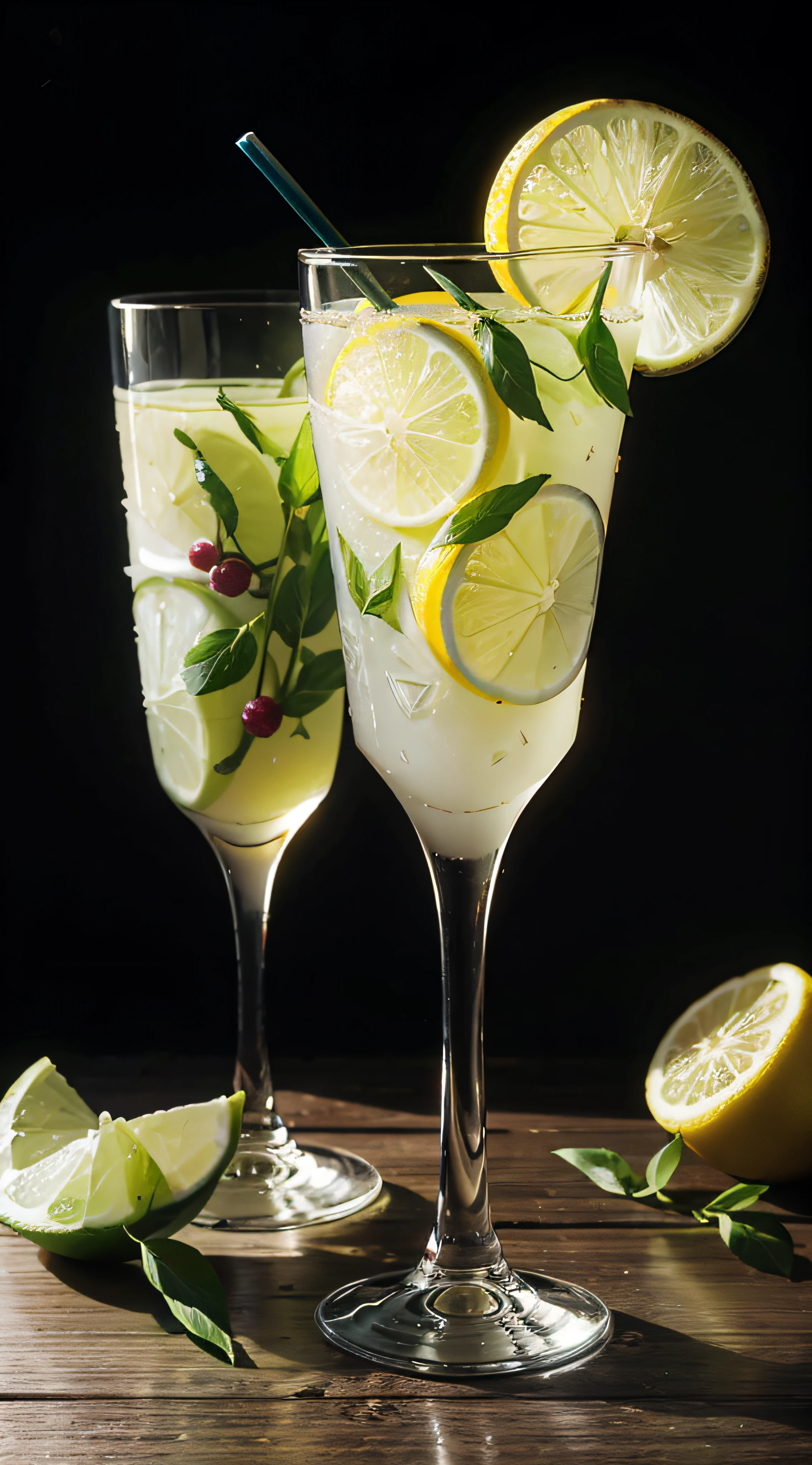 Glass showcase,Various fruits,lemon juice,