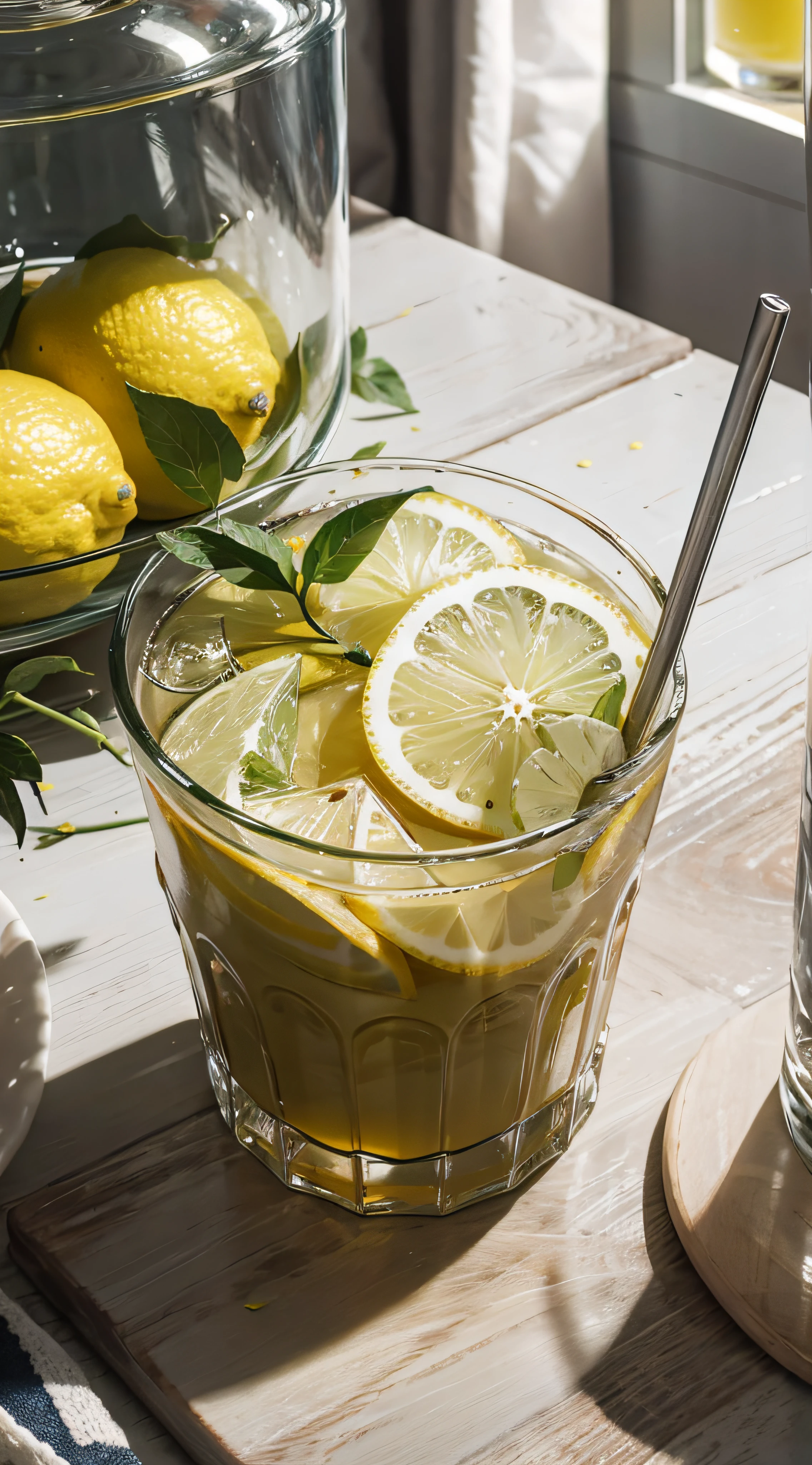 Glass showcase,lemon juice,lemons
