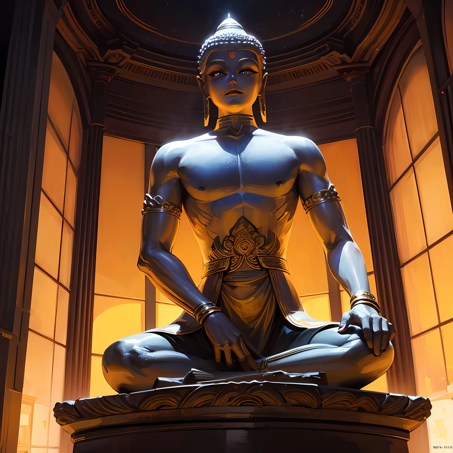 there is a statue of a golden Snake on top of a building, the buddha, taken with sony alpha 9, taken with sony a7r camera, a statue, photo taken with sony a7r, buddha, photo taken with sony a7r camera, taken with sigma 2 0 mm f 1. 4, beautiful image, thai temple, statue, dark milky way at the background, Stuning, Surrealism, cinematic lighting, god rays, backlighting, textured skin, super detail --auto
