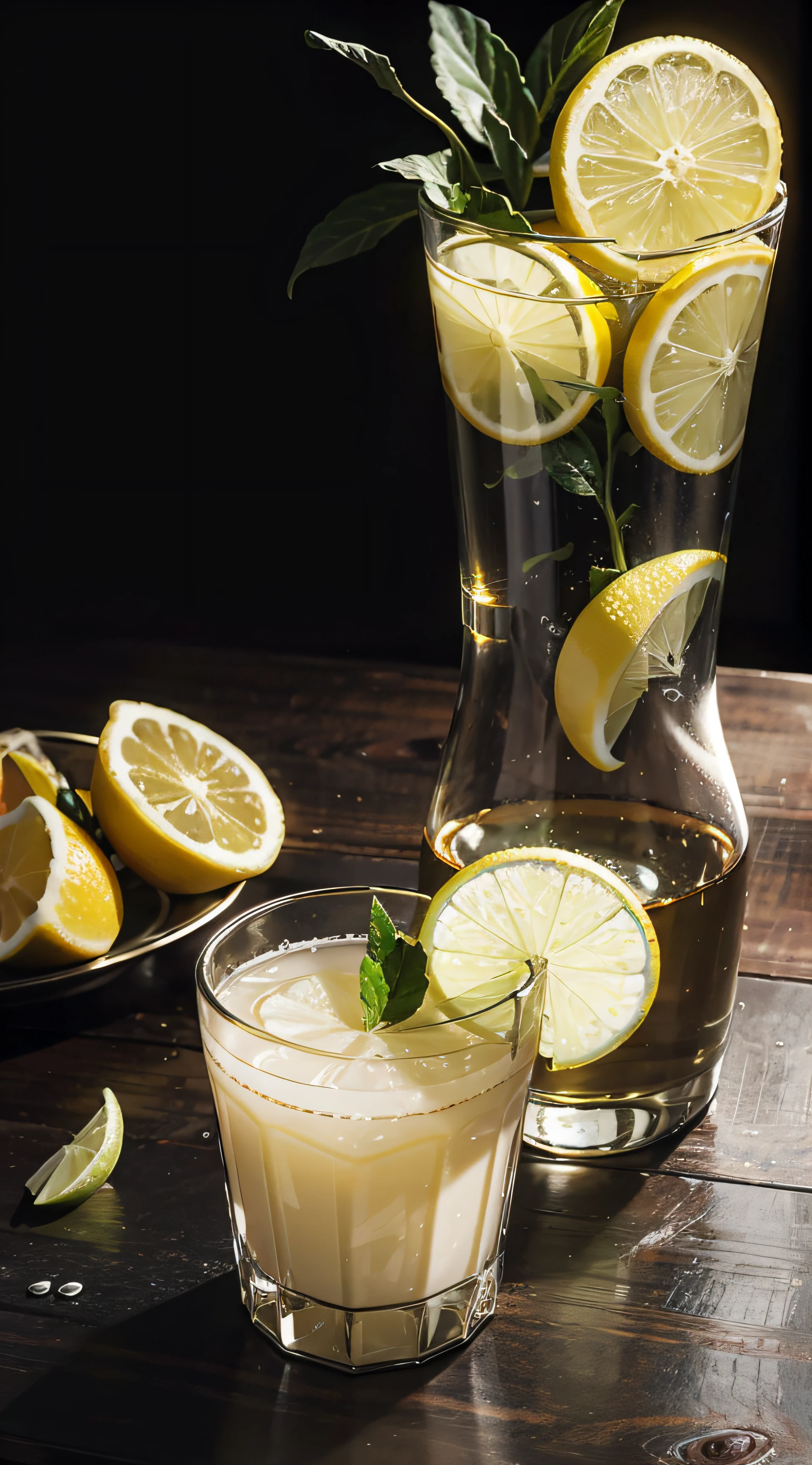 Glass showcase,lemon juice,lemons