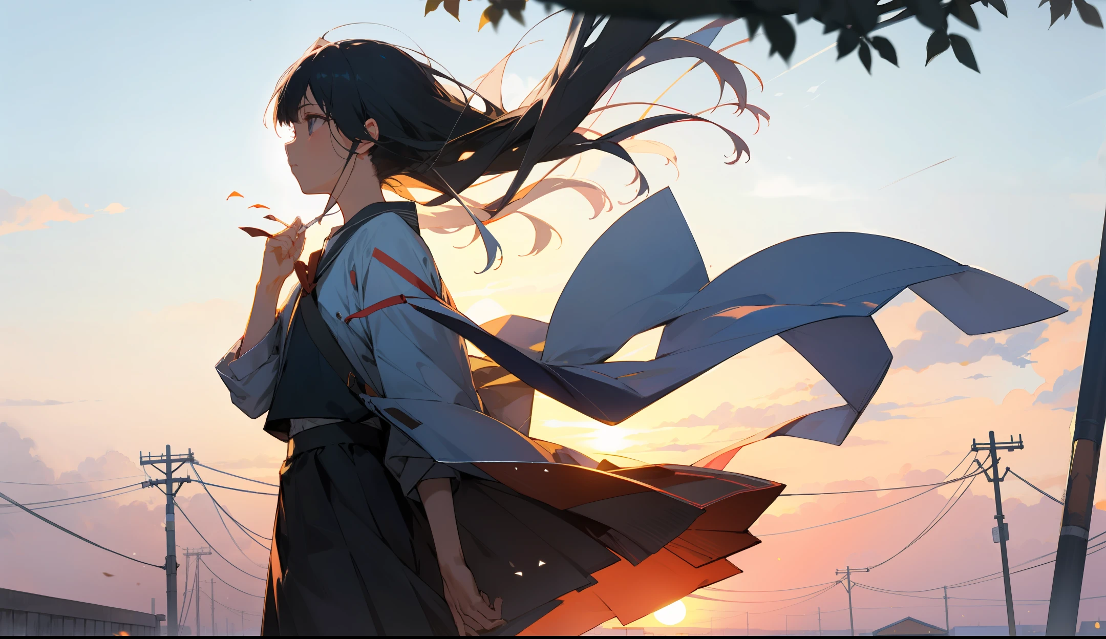 The evening breeze is blowing,Sentimental alone