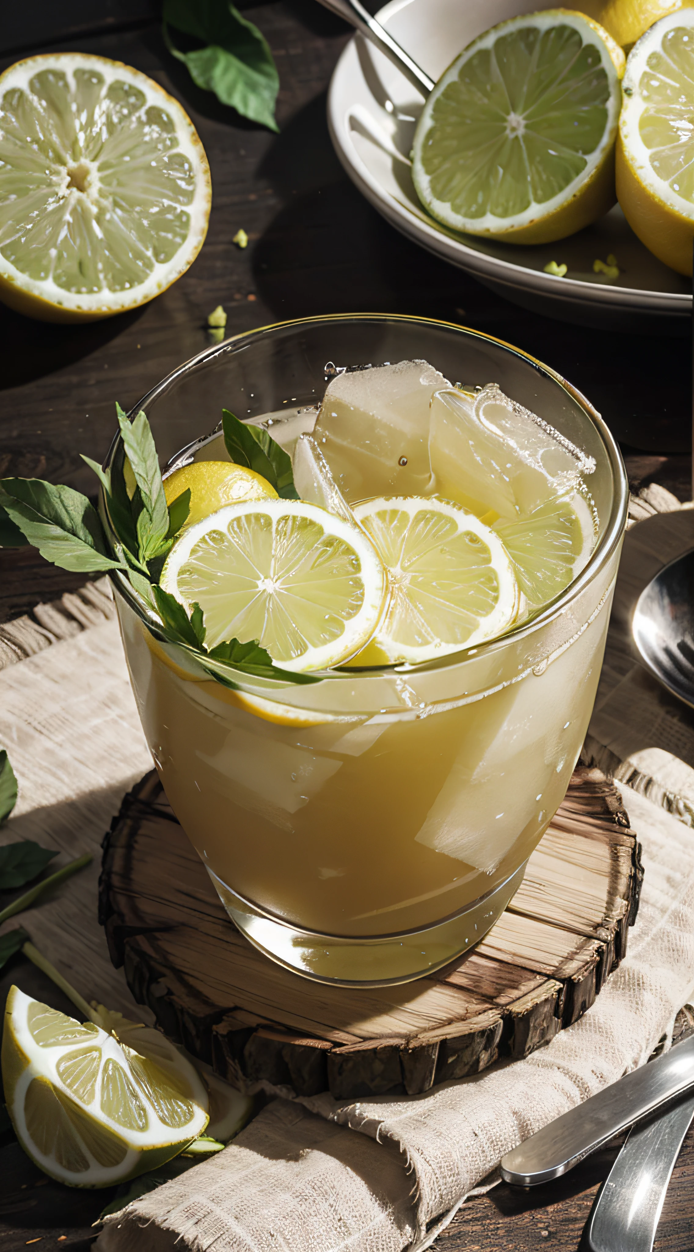 Glass showcase，Various fruits，lemon juice，