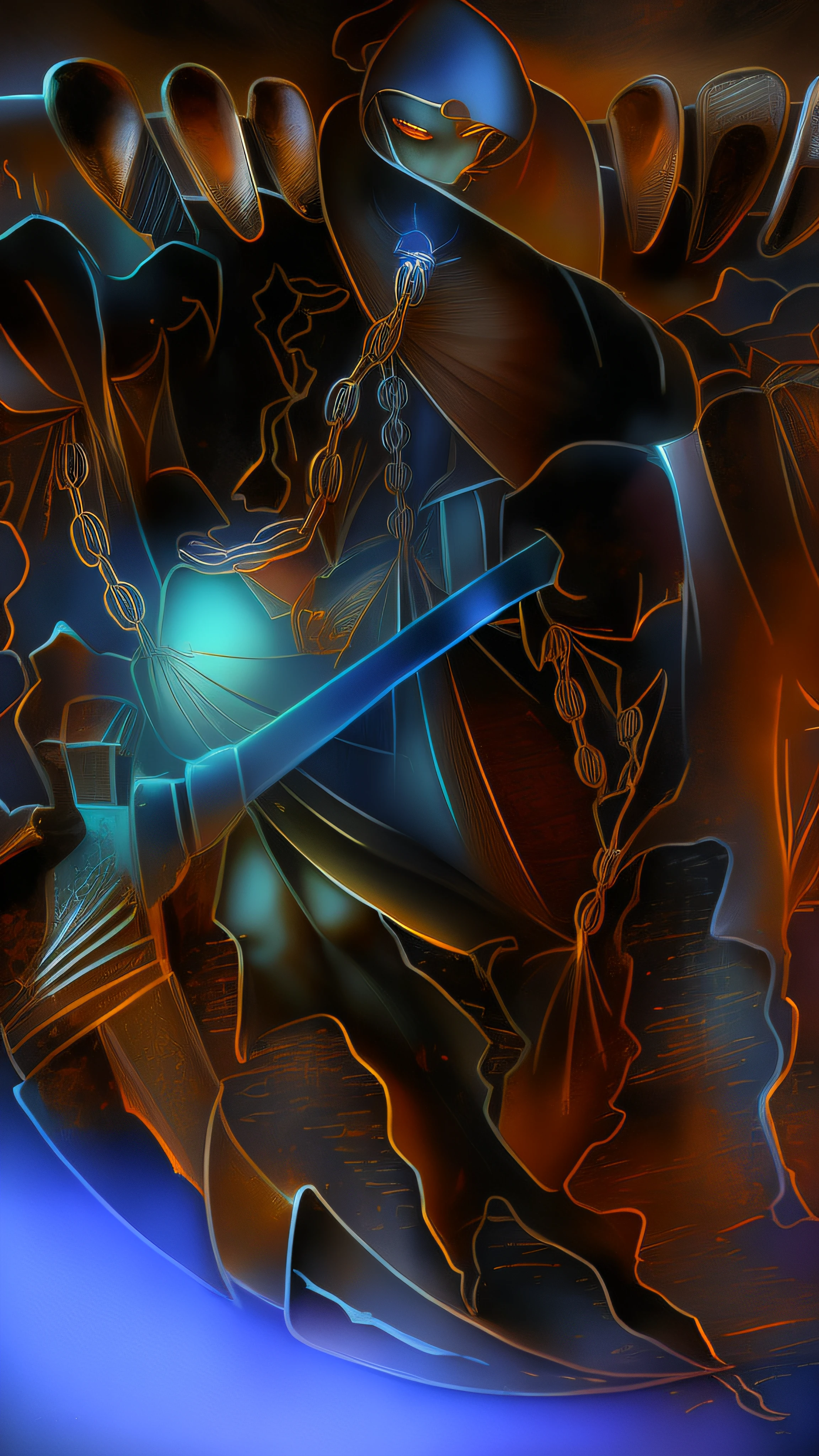 there is a man in a costume holding a sword in a forest, pintado como uma arte conceitual de jogo, arte de fantasia digital 2d detalhada, pintado no estilo arcano, Vencedor do concurso Polycount, arte conceitual estilizada, arte conceitual sombria, arte conceitual acabada, Vencedor do concurso Artstation, cavaleiro morto-vivo, arte conceitual arcana, Epic Fantasy Digital Art Style