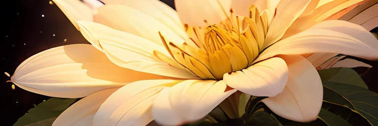 Close-up of a flower，The background is sunlight, emanating and flowing energy, radiating rebirth energy, glowing golden aura, glowing delicate flower, light bloom, radiating with power, glowing from within, white glowing aura, ethereal angelic being of light, enlightening. Intricate, light bloom sunlight, mystical purity, golden aura --auto