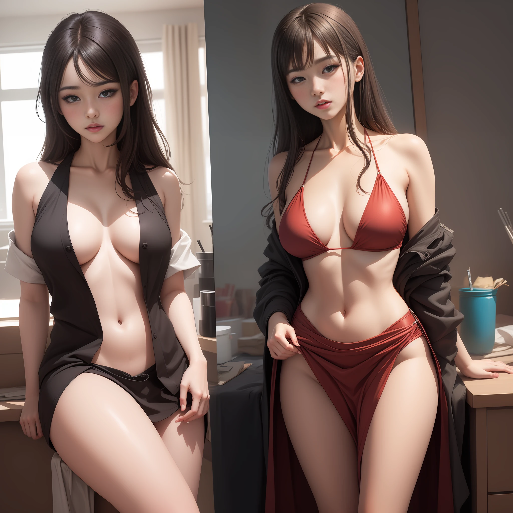 [digital realistic illustration ][oil paint][highly resolution ][light novel front][excellent details ][moe][ pure daughter][lesbian ][teen magazine model ][KPOP idle ][JPOP idle ][high school girl ][permanent long hair][ pornstar] [virgin][topless dress][ bikini ][nymph][fantasy]