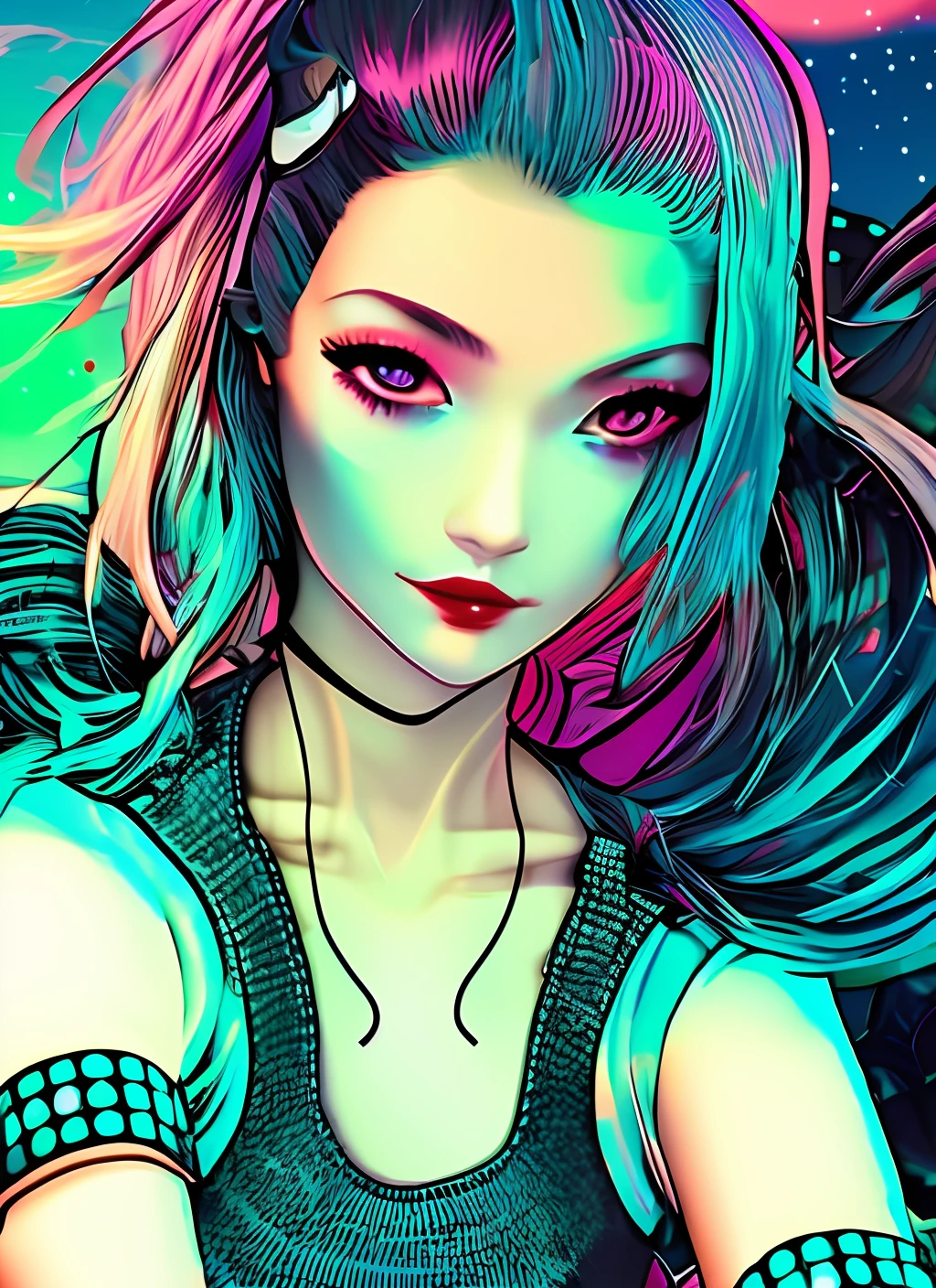 Cyberpunk girly cute cool color