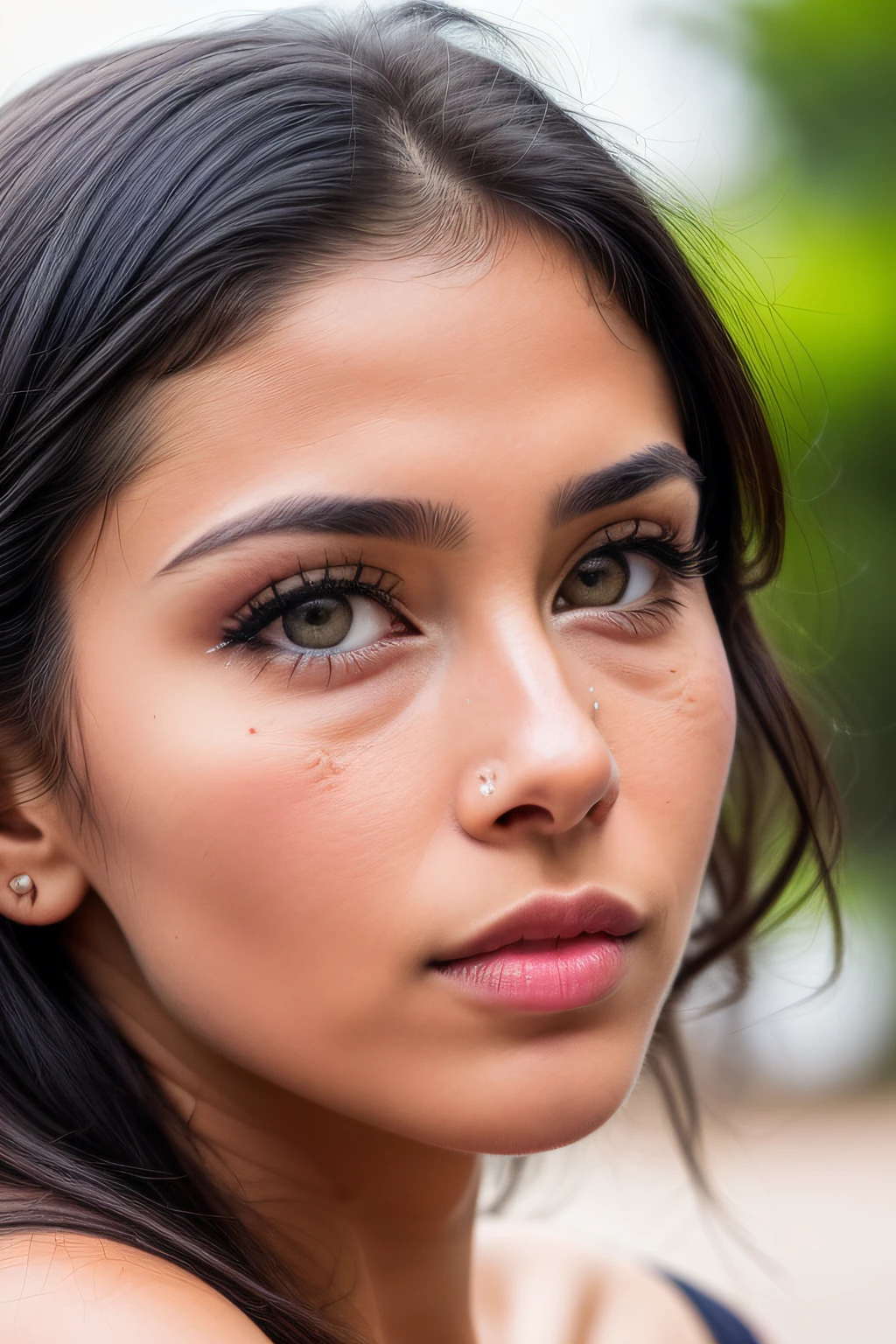 (Raw photo、Beauty in nature、depth of fields、full resolution、High definition skin、Close-up photo of the face、((Black eyes、well-detailed eyes:1.2+Bright eyes:1.1)+(beautiful skin of details、Tightened contour:1.3+Beautiful contours:1.1)))、Dramatic light、foco nítido、highres photograph、Advanced correction)