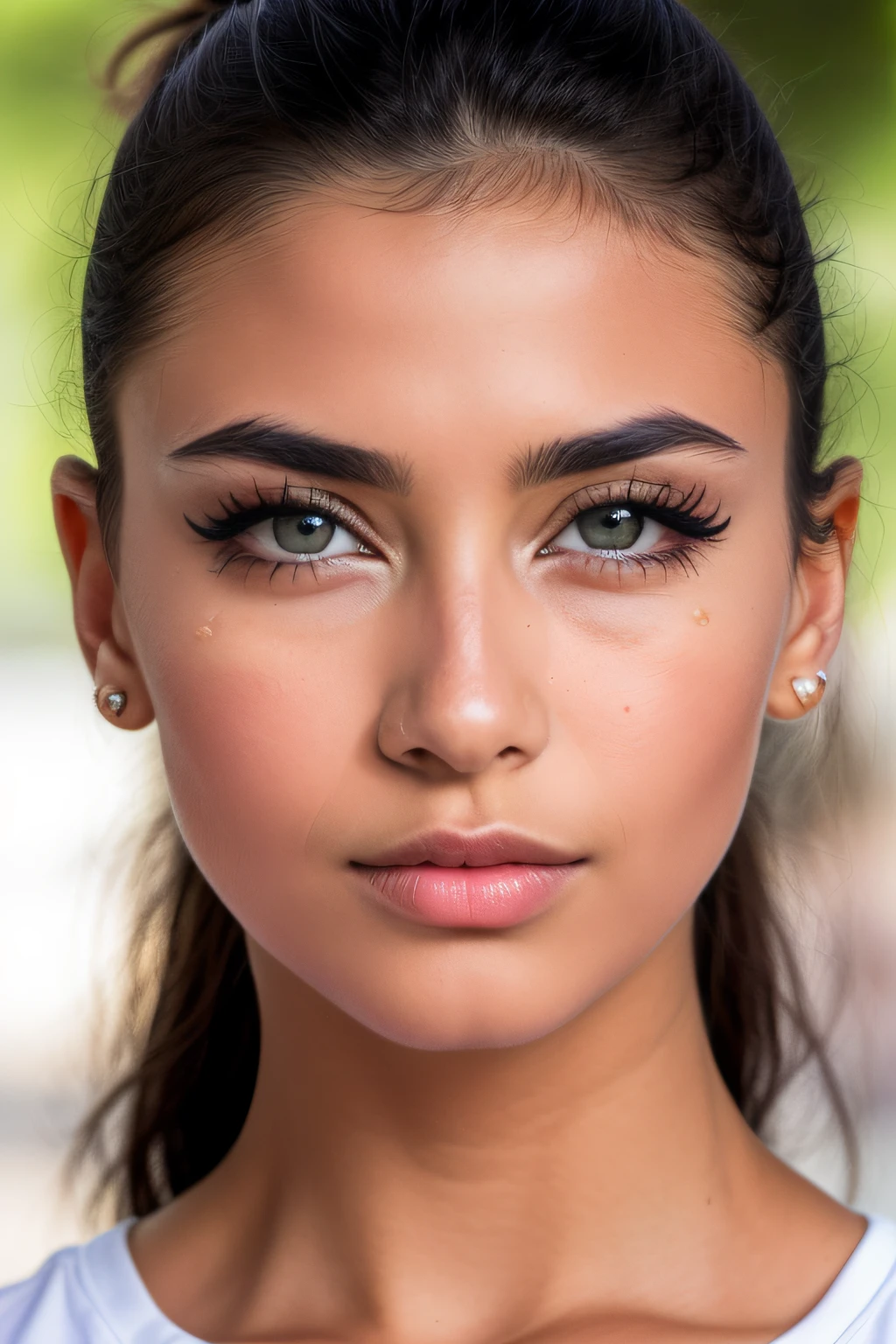 (Raw photo、Beauty in nature、depth of fields、full resolution、High definition skin、Close-up photo of the face、((Black eyes、well-detailed eyes:1.2+Bright eyes:1.1)+(beautiful skin of details、Tightened contour:1.3+Beautiful contours:1.1)))、Dramatic light、foco nítido、highres photograph、Advanced correction)