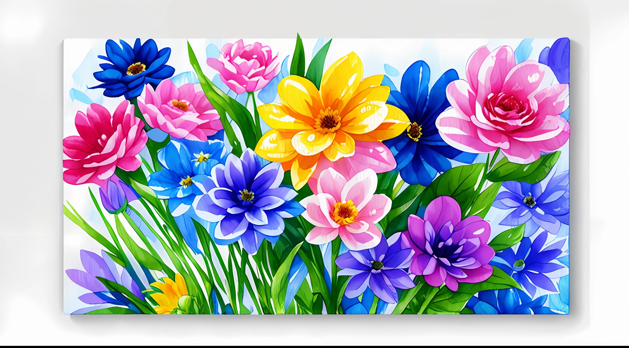 watercolor, flower, beautiful, watercolor style, flower and leaf patterns, wet on wet technique, muted, indigo, fabric design, flat illustration, highly detailed clean, vector image, masterpiece, professional, isometric, bright vector, white background, dry brush, brush strokes, painted on canvas, by J.M.W. Turner. expressive marks.