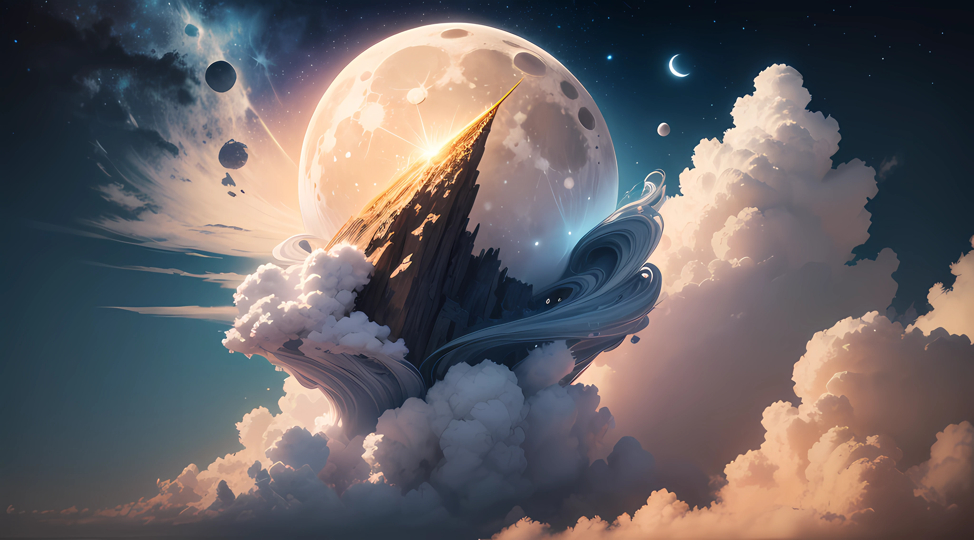 Link the unshakability of the "moon" with the emergence of the "New Human Project"，Express the helplessness of the immutability of the world，And a glimpse of new possibilities。"An unshakable one(Moon:1.2)，A brand new one(New Humanity Project),Unknown changes have been born at this time。"