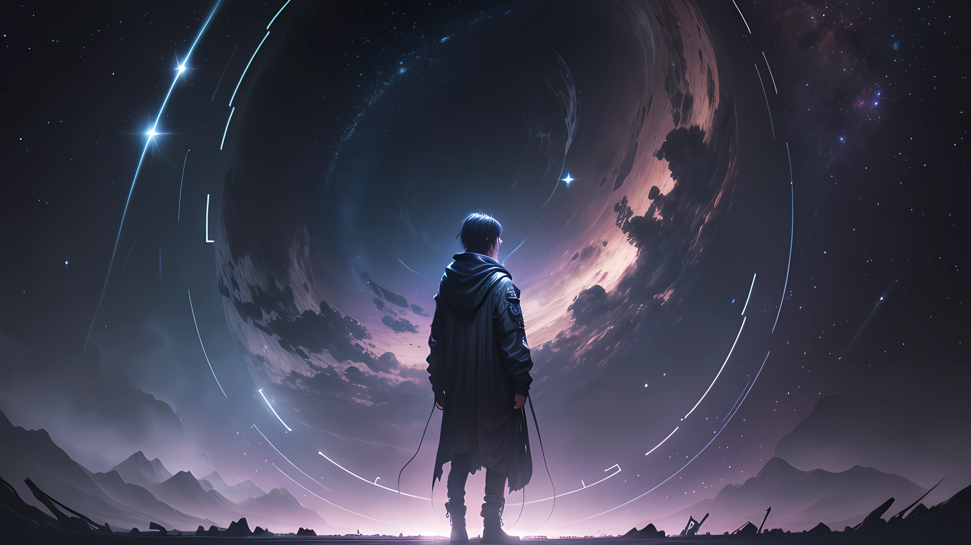 (masterpiece):"The Age of Evolution", Best Picture Quality, The vast and deep space of the universe, Nebulae and creative creatures with an illusory feel, Mysterious light presented in stars and supernovae(Deep insights: 1.3), Through the use of channel grids and lens effects, Surrealism and sci-fi elements are infused into the picture, The result is a digital art style.