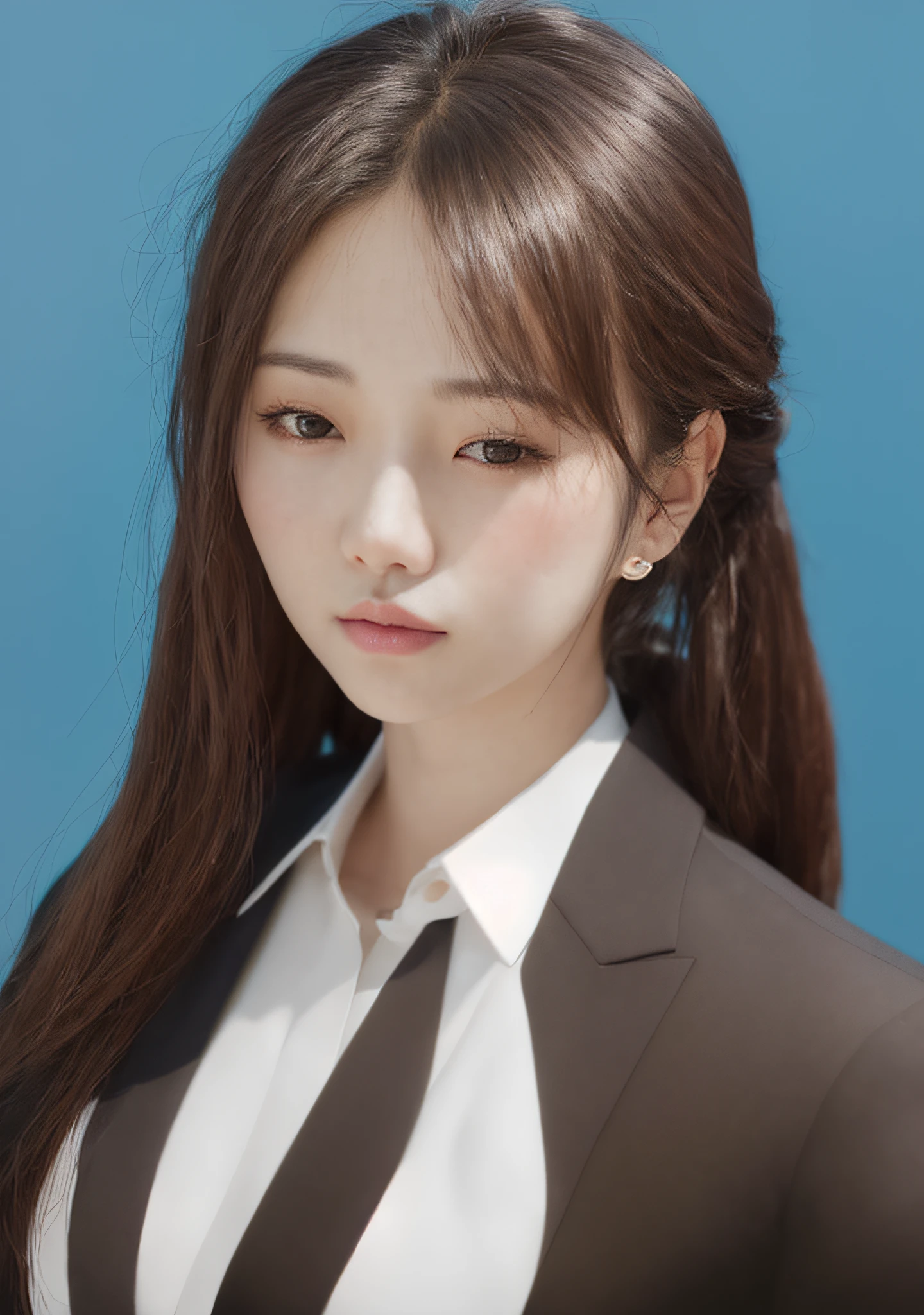 there is a woman in a suit posing for a picture, portrait of female korean idol, portrait of kpop idol, korean artist, jaeyeon nam, Korean girl, beautiful Korean women, park jimin, beautiful Korean young women, Lee Ji-eun, lee ji-eun, hwang se - on, heonhwa choe, Gorgeous young Korean woman