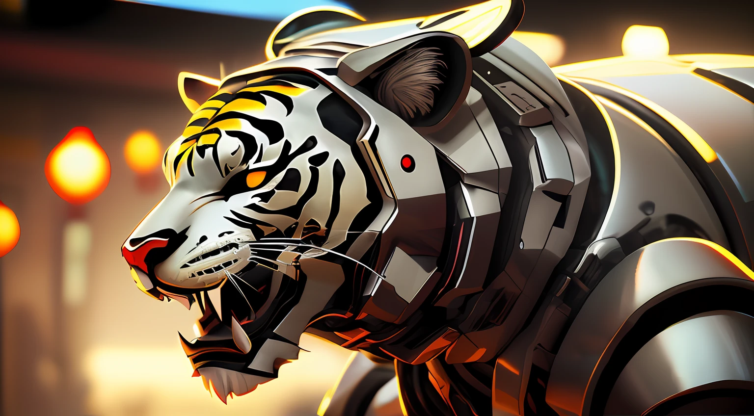 (((Best quality))), ((super ultra detail)), ((Anthropomorphic illustration)), South China Tiger, a tiger wearing a future space suit, Close-up, Futuristic animal, transparent plastic, cold shades, Metallic glass luster, Glass texture, speeding camera shot, commerciaphotography, Cyberpunk style, perfect lightingeffects, illusory engine, Mechanical animal, a tiger dress up in mechanical armor, C4D, 3D --auto