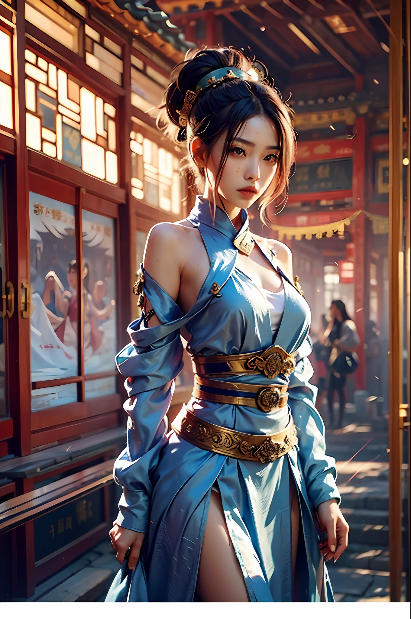 best qarity,tmasterpiece,超高分辨率,(realisticlying:1.4),xiuxian,arma,Detal Face,
1girll,独奏,arma,,(Magical Circle:1.2),xiuxian,Upper body body,Exposed shoulder,hugetits,a beauty girl,full bodyesbian,east asian architecture,jacket,architectural,