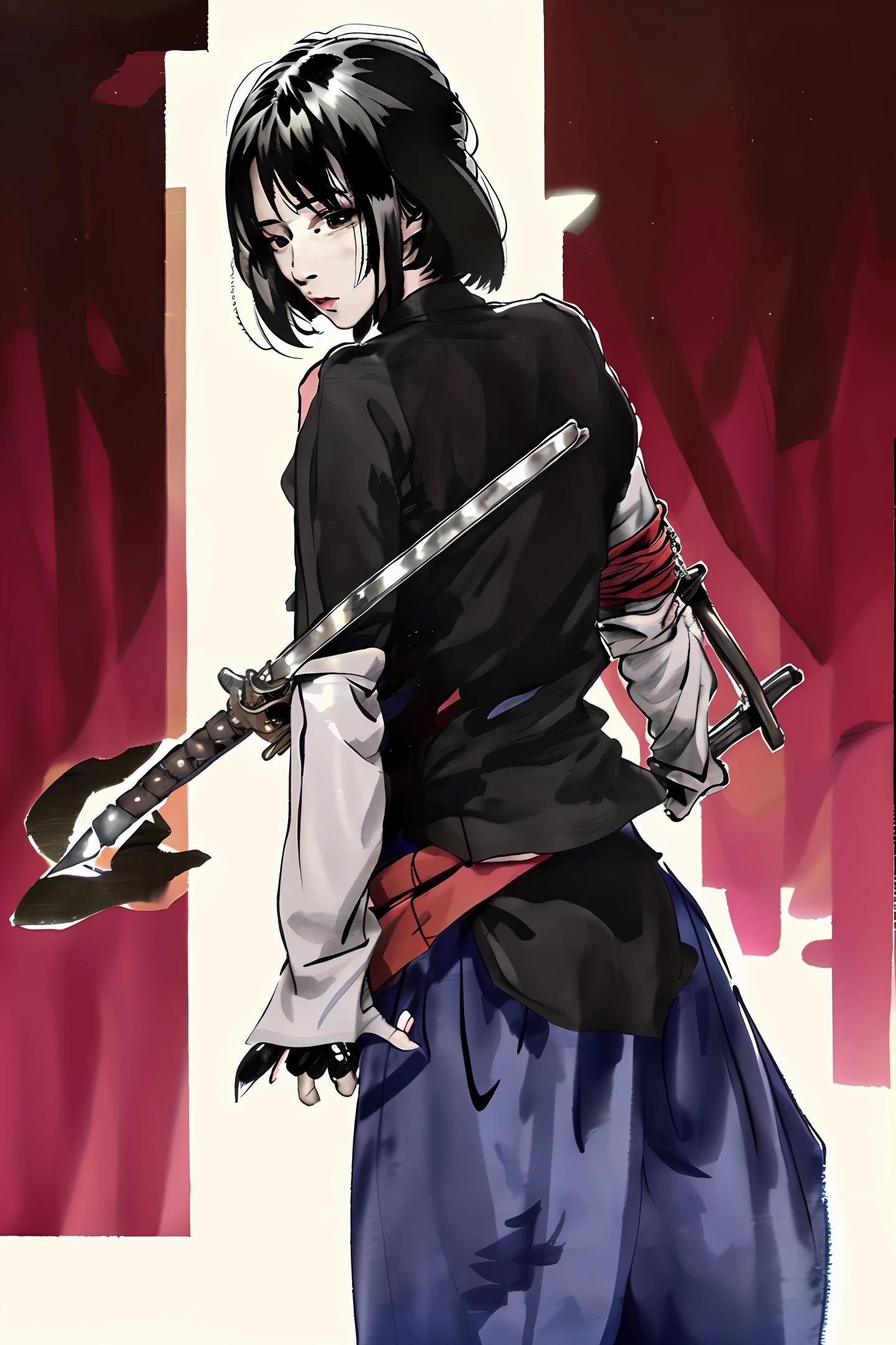 Young swordsman ink back