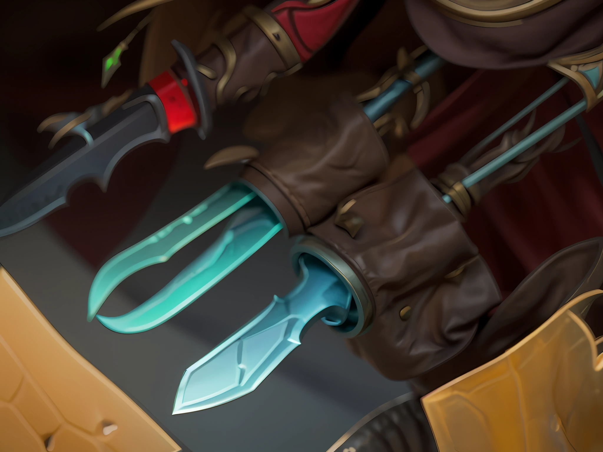 there are many different types of knives and knives in a bag, artifact dota2, shop window for magical weapons, hearthstone weapon art, heavy jpeg artifact blurry, magic spells and weapons, enhancer, magic artifacs and magic weapons, arcane jayce, league of legends inventory item, makeshift weapons, medievil spear, extra detail, weapon concept art