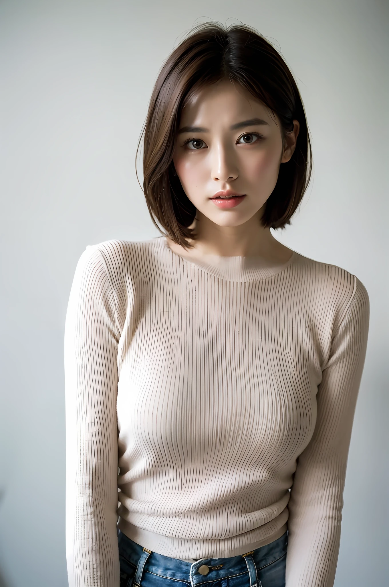 High neck shear rib knit、