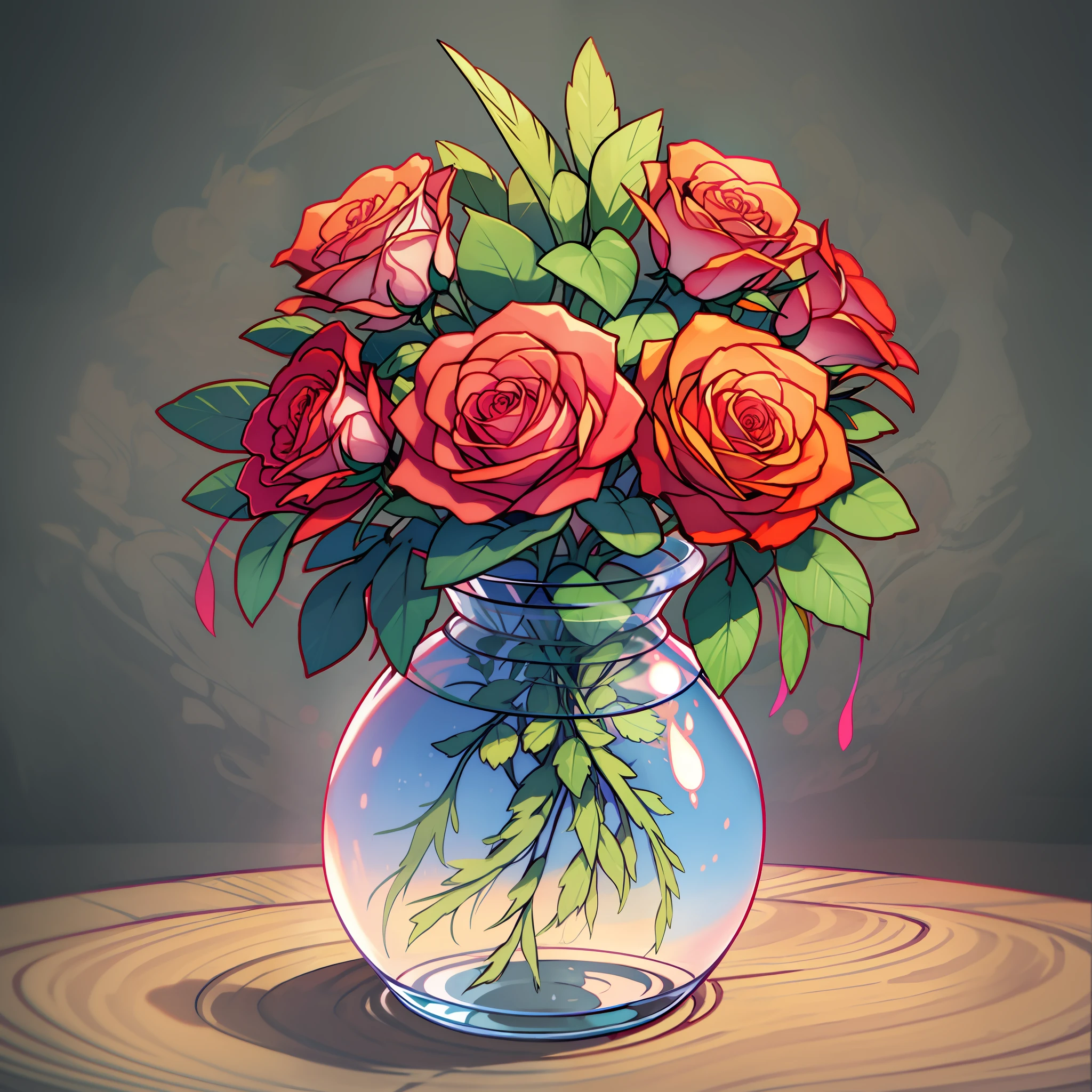 vase of creative roses