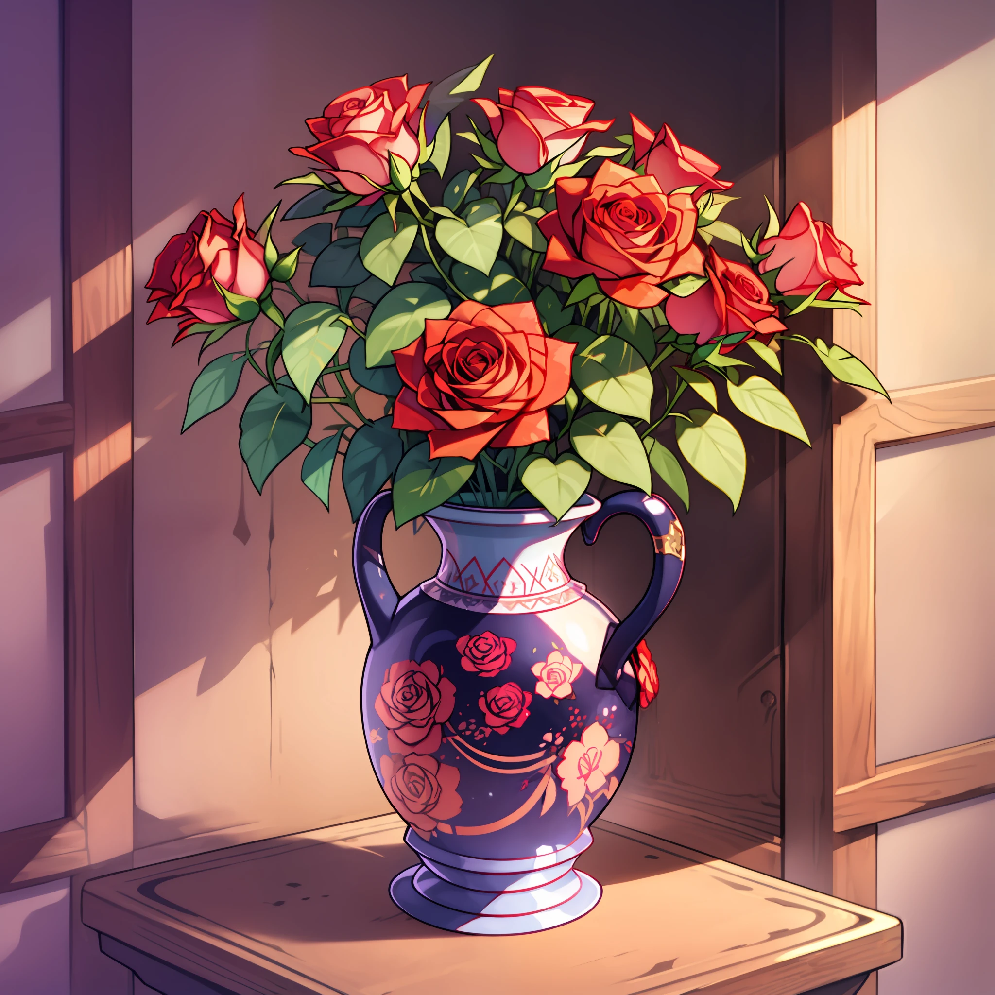 vase of creative roses