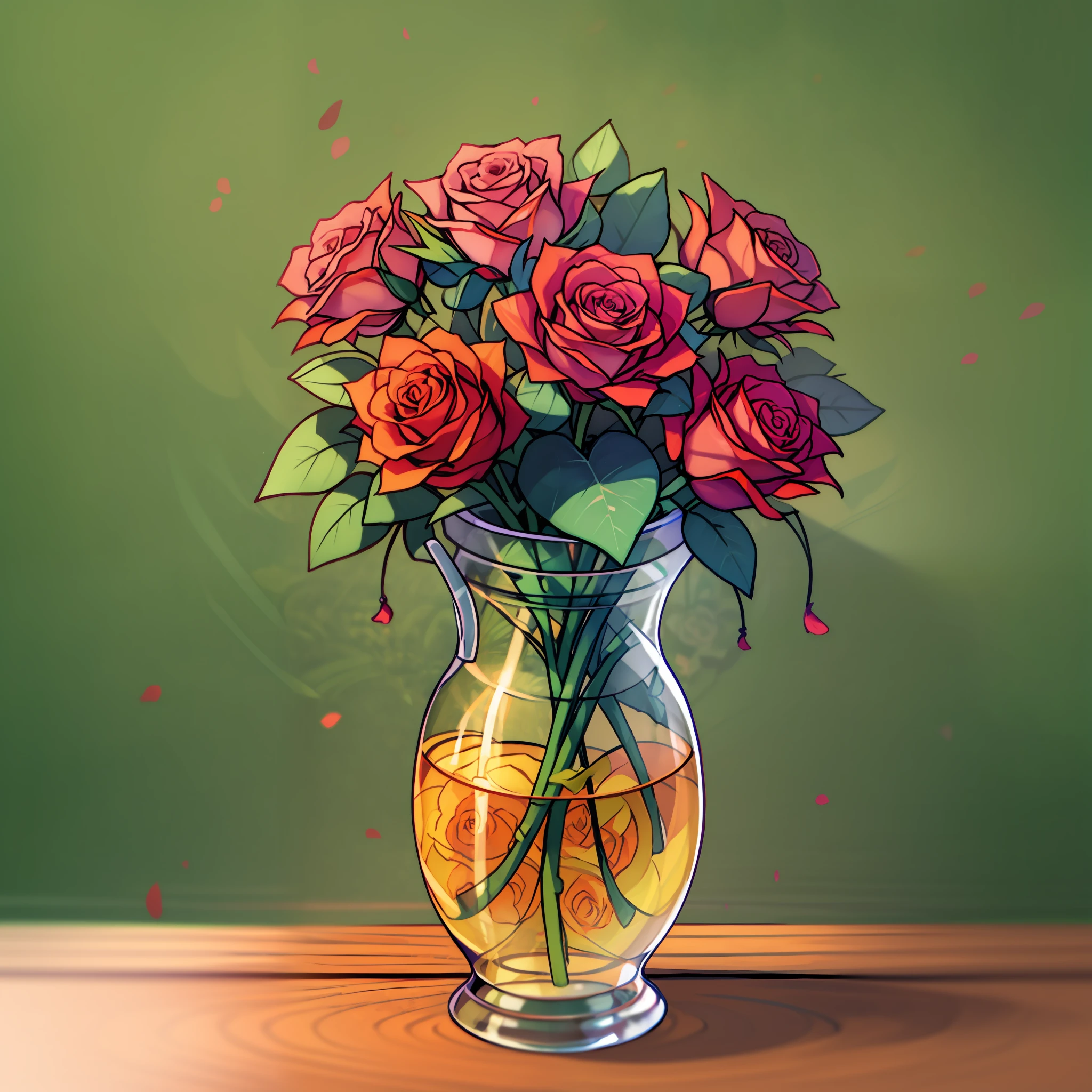 vase of creative roses