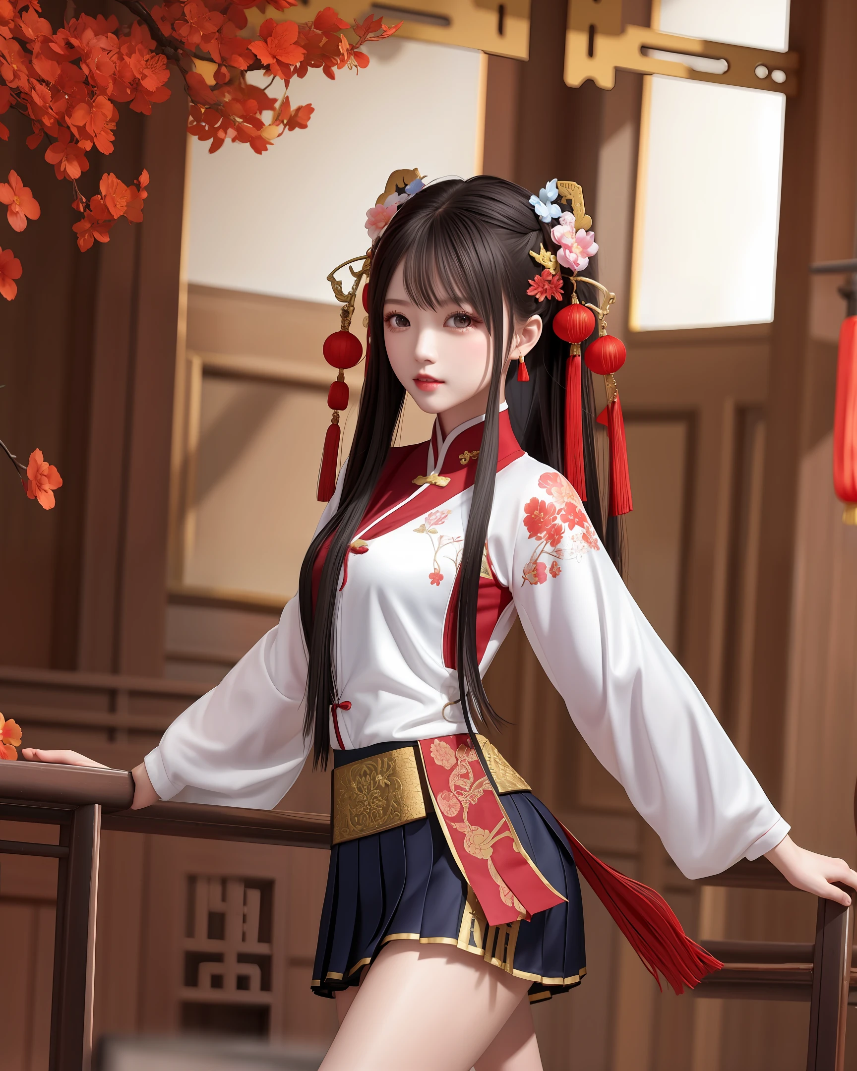 Chinese elements，martial，schoolgirls，lovly