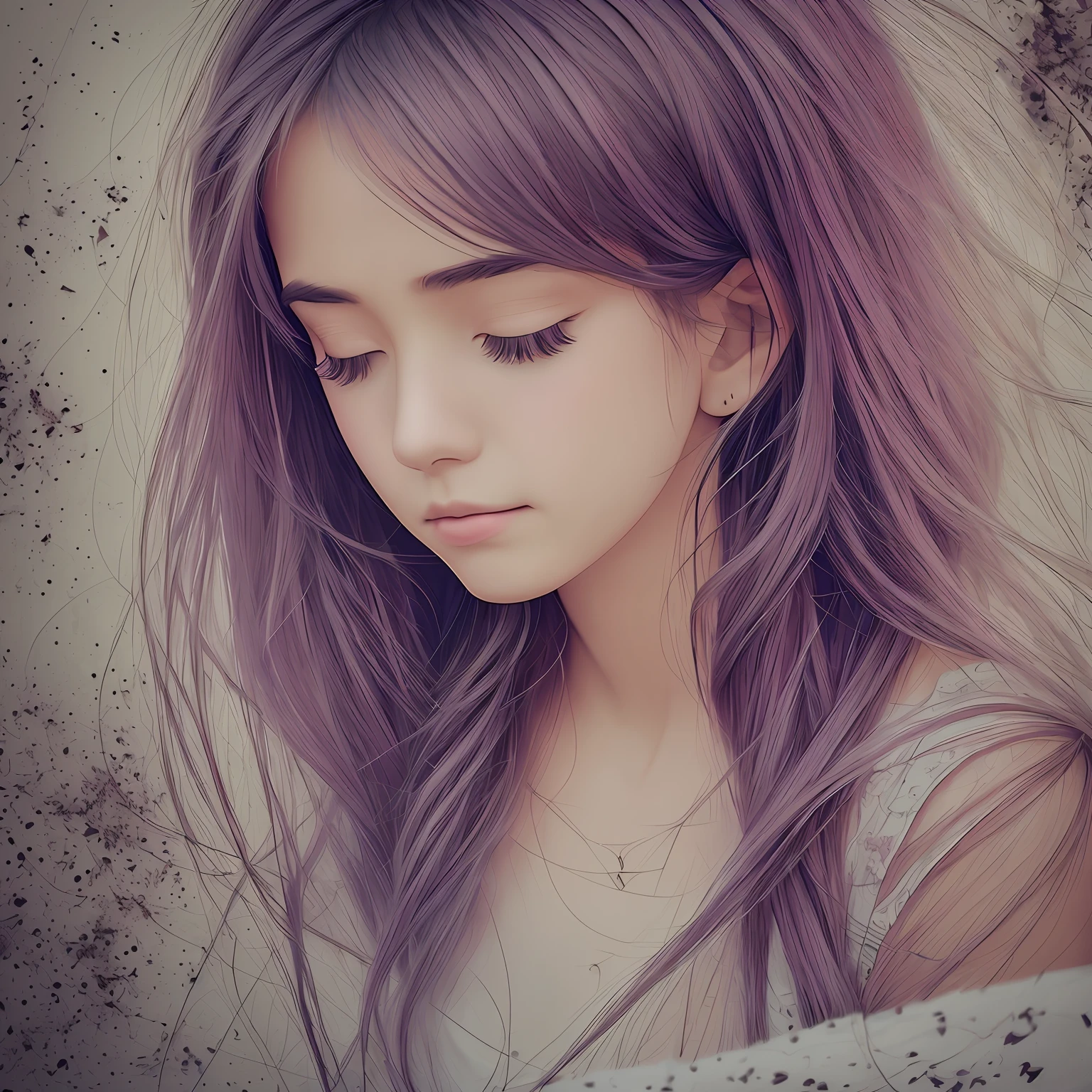 Long silver hair,Long silver eyelashes and jewel-like purple eyes --auto