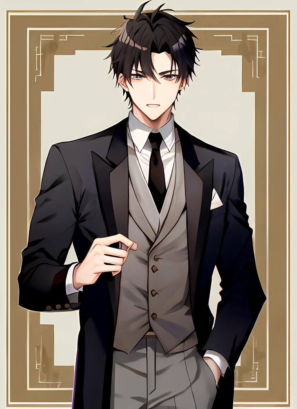 Elegant male,orthofacial,ancient clothes