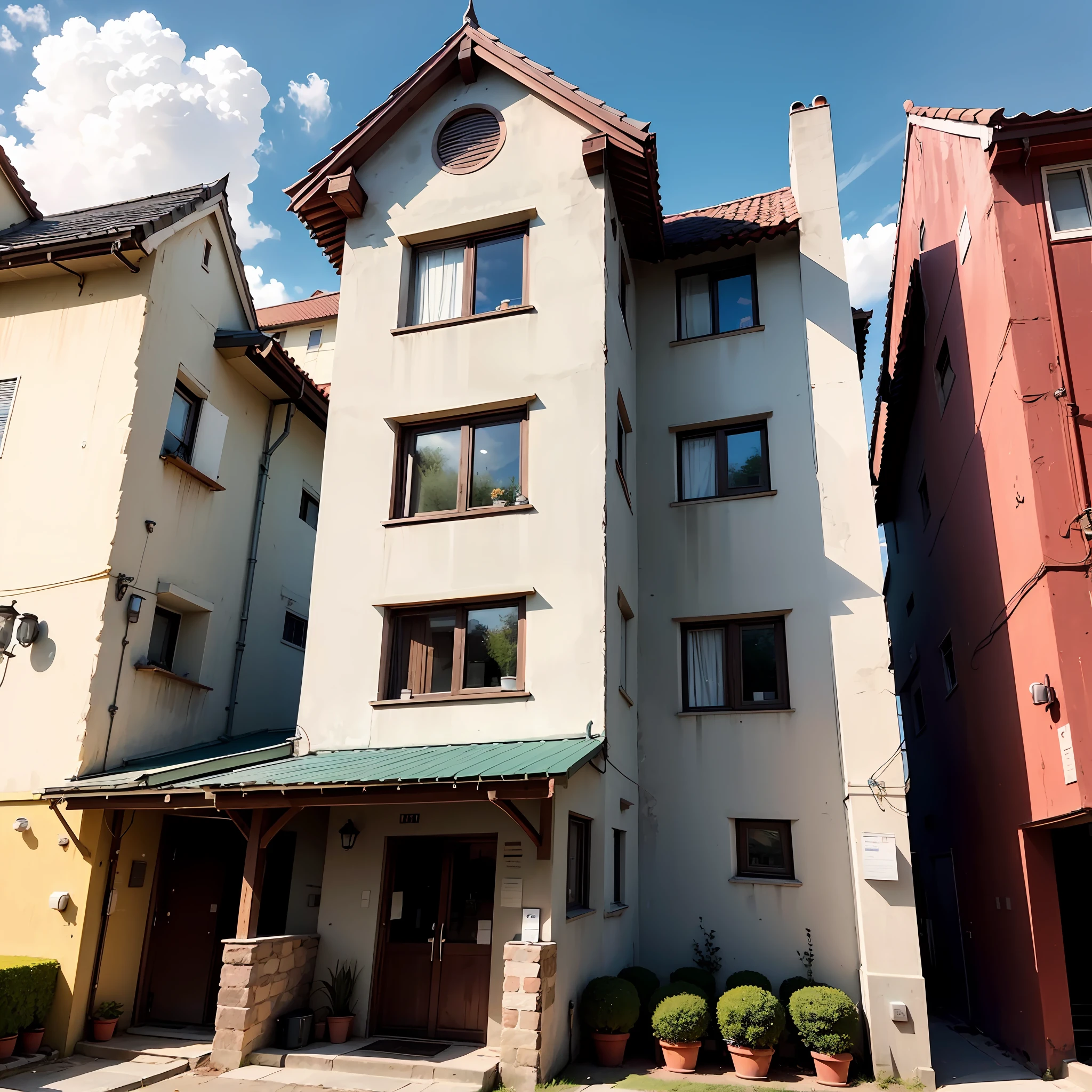 Creates the façade of a two-room house located on the second floor. A cor precisa ser preta mas com contraste --auto