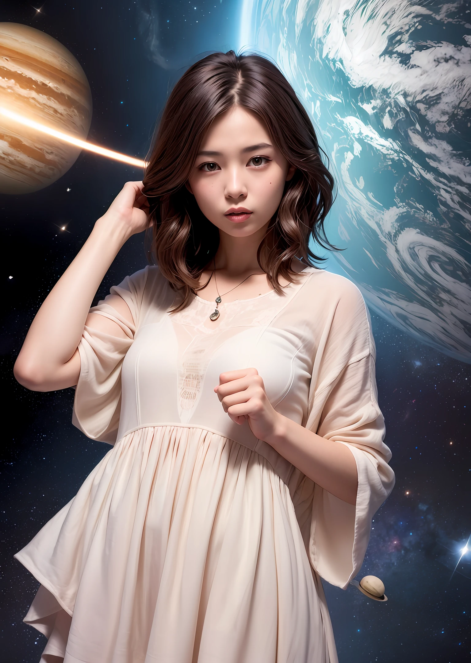 Space Holy Son Head Young Woman