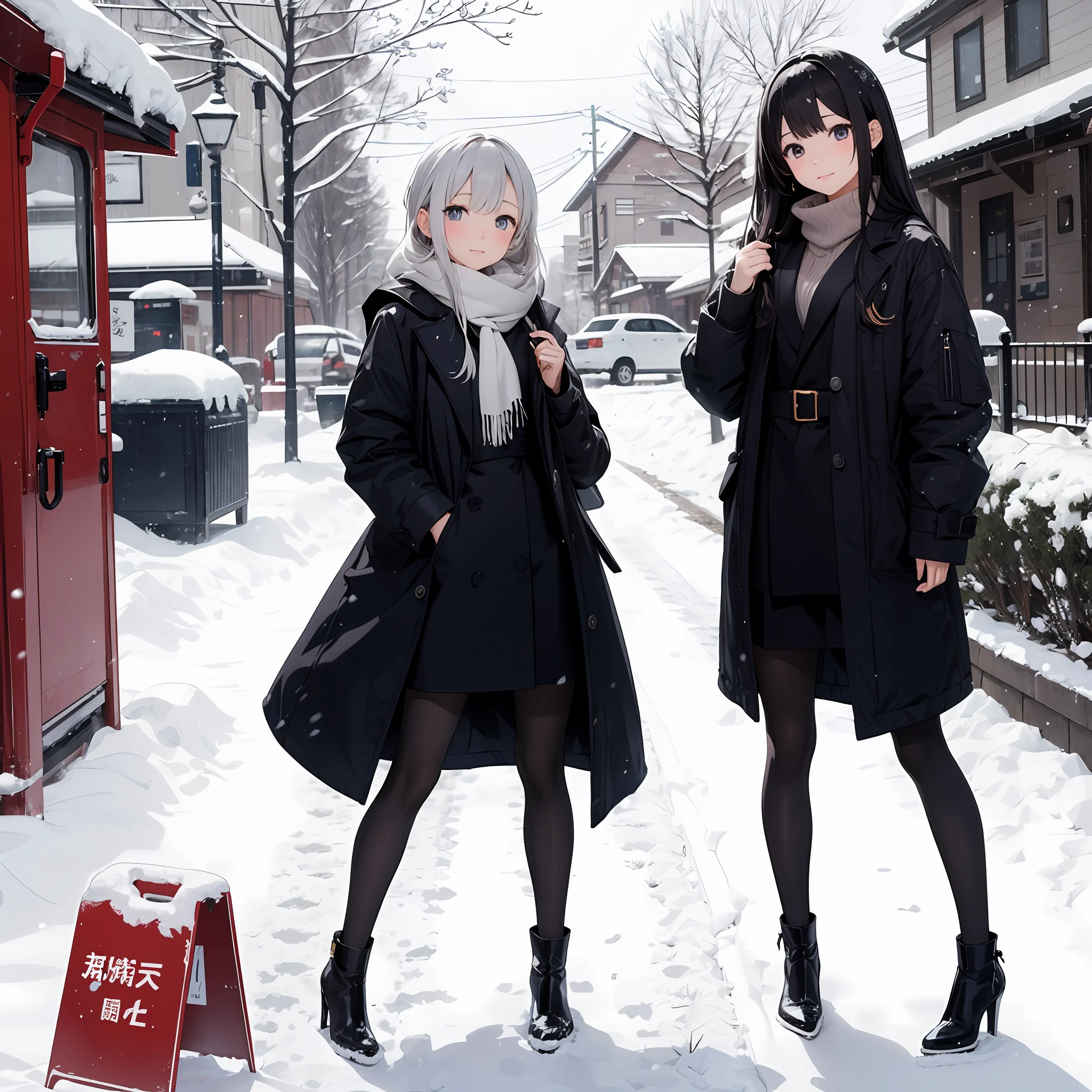Tomoyo Sakagami，snowy day，1:1 scale，full bodyesbian，high-heeled --auto