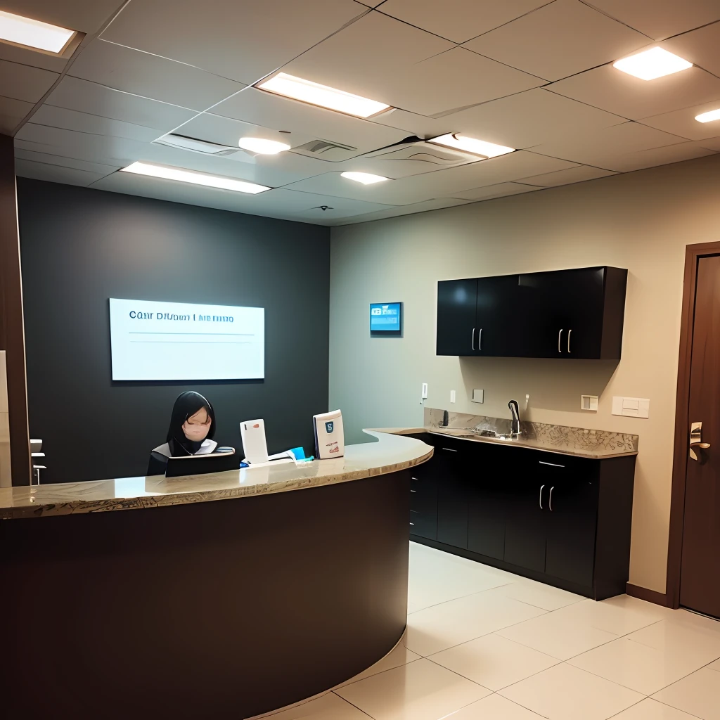 a diorama photo of dental clinic lobby --auto