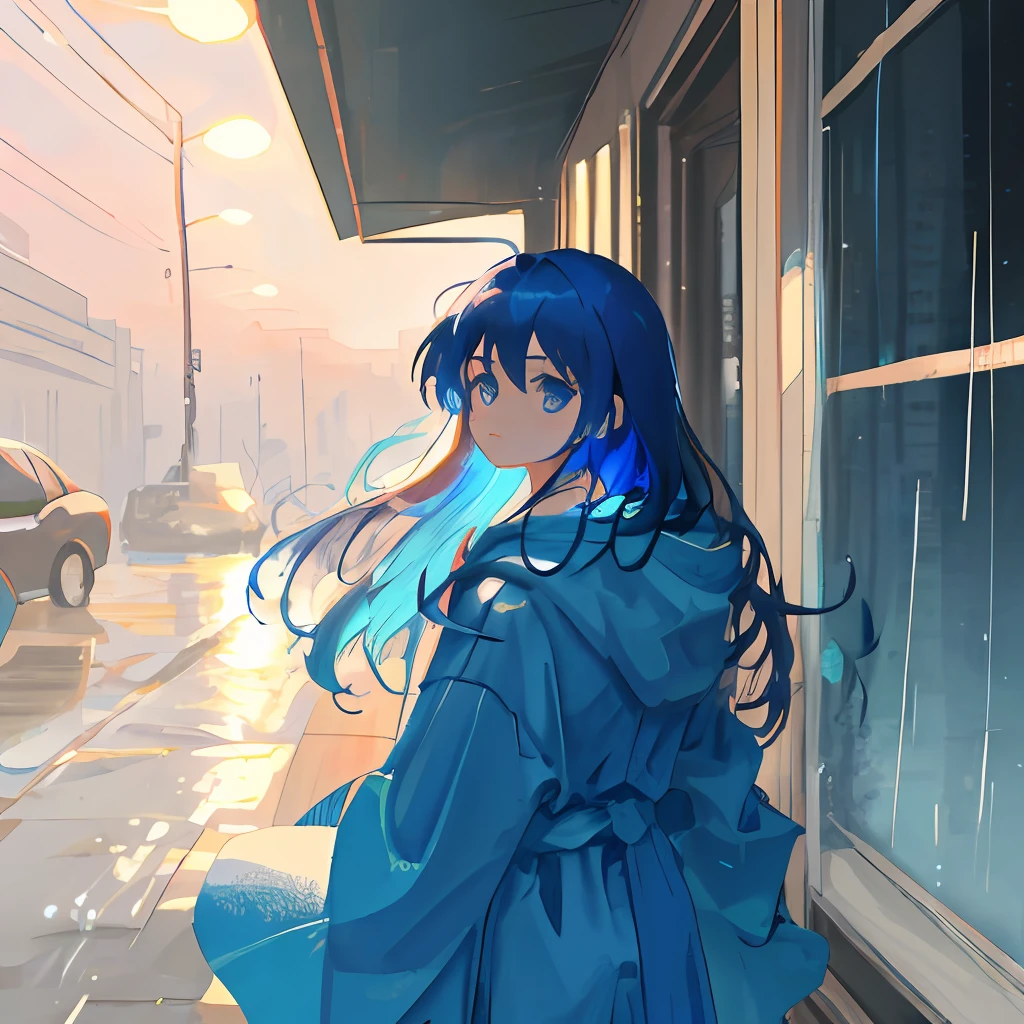 Blue Hair Inhumanity Cold Long Hair God Infinite Blue Eyes Name Rain Sun Empty Blue Calm Robe Hope
