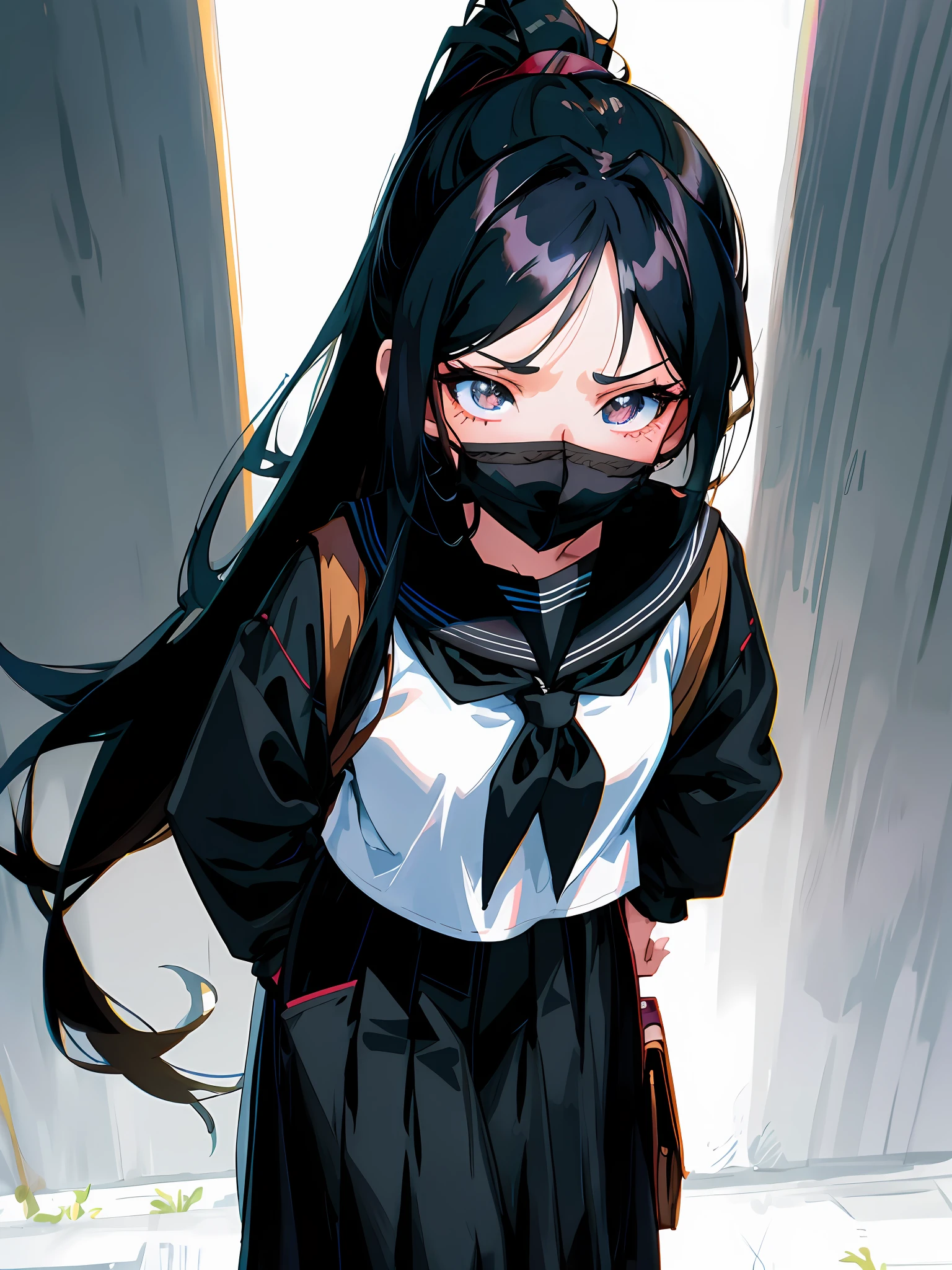anime girl with black hair and a white shirt and black tie, anime style 4 k, anime moe artstyle, anime girl with long hair, young anime girl, beautiful anime high school girl, kantai collection style, portrait anime girl, anime visual of a cute girl, (anime girl), anime style. 8k, anime art wallpaper 8 k