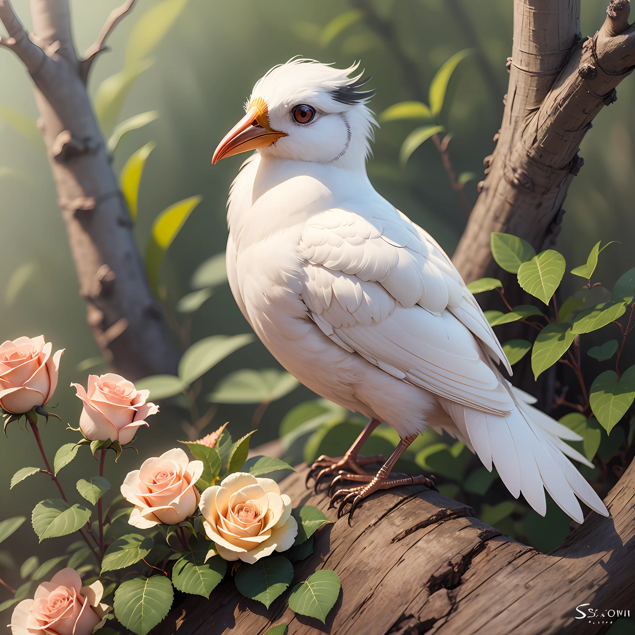 porcelain white bird with Rose Gold details --auto --s2