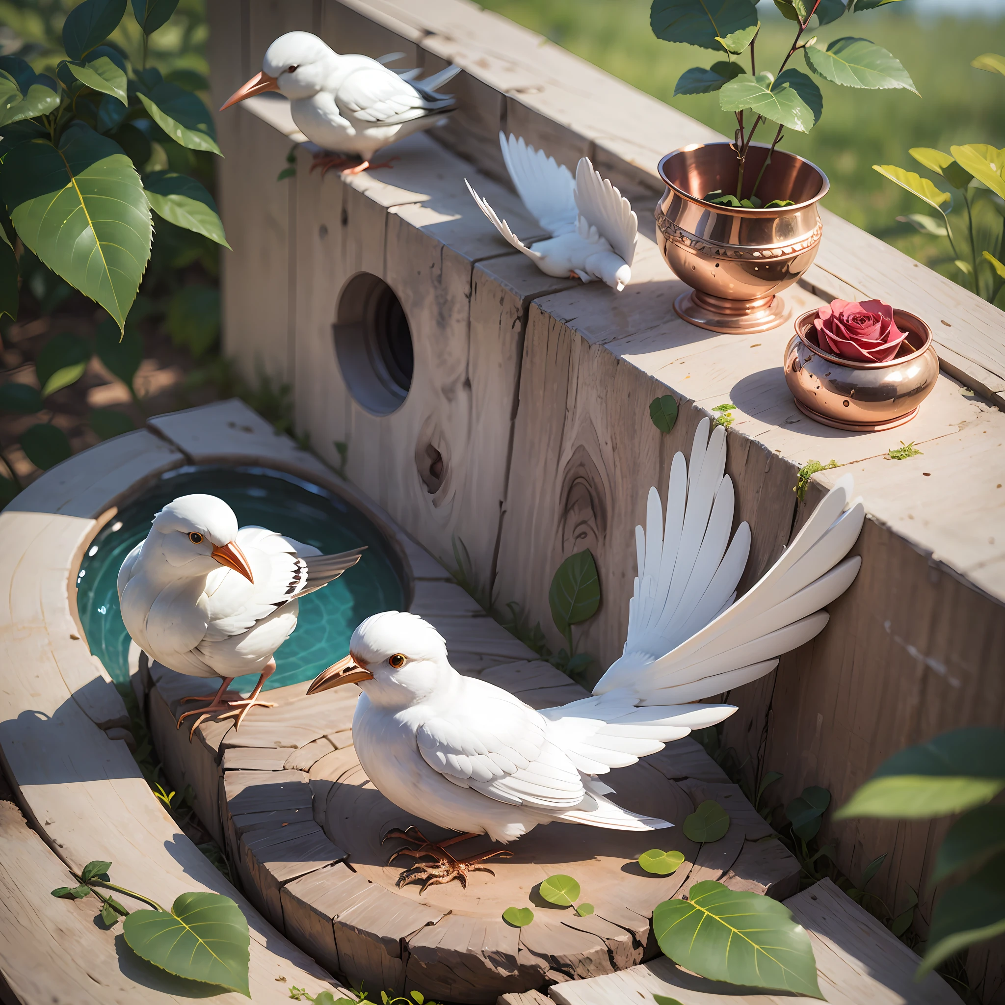 porcelain white bird with Rose Gold details --auto --s2