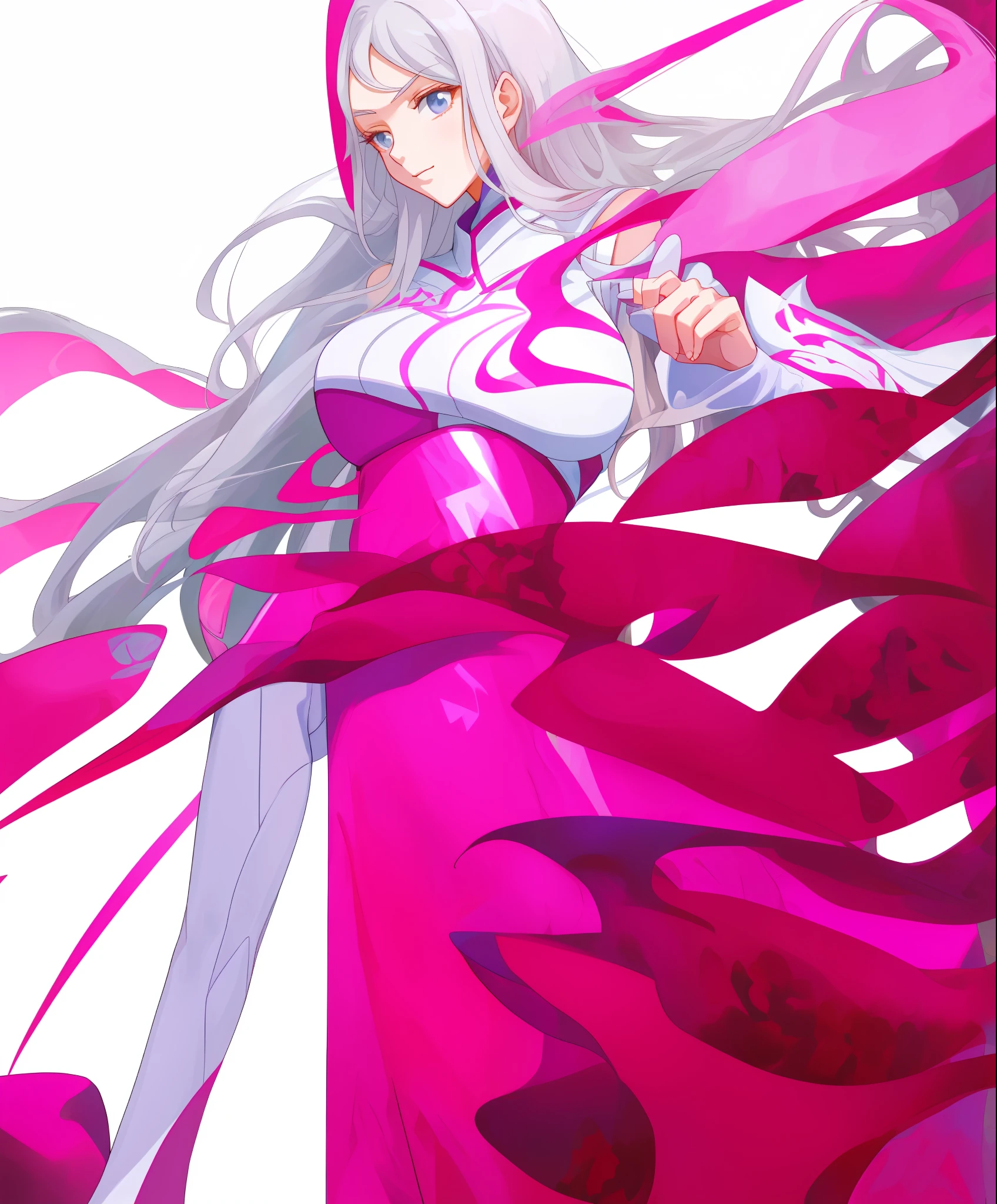 Beth，a beauty girl，in pink，white colors，length hair，longleg，anime big breast