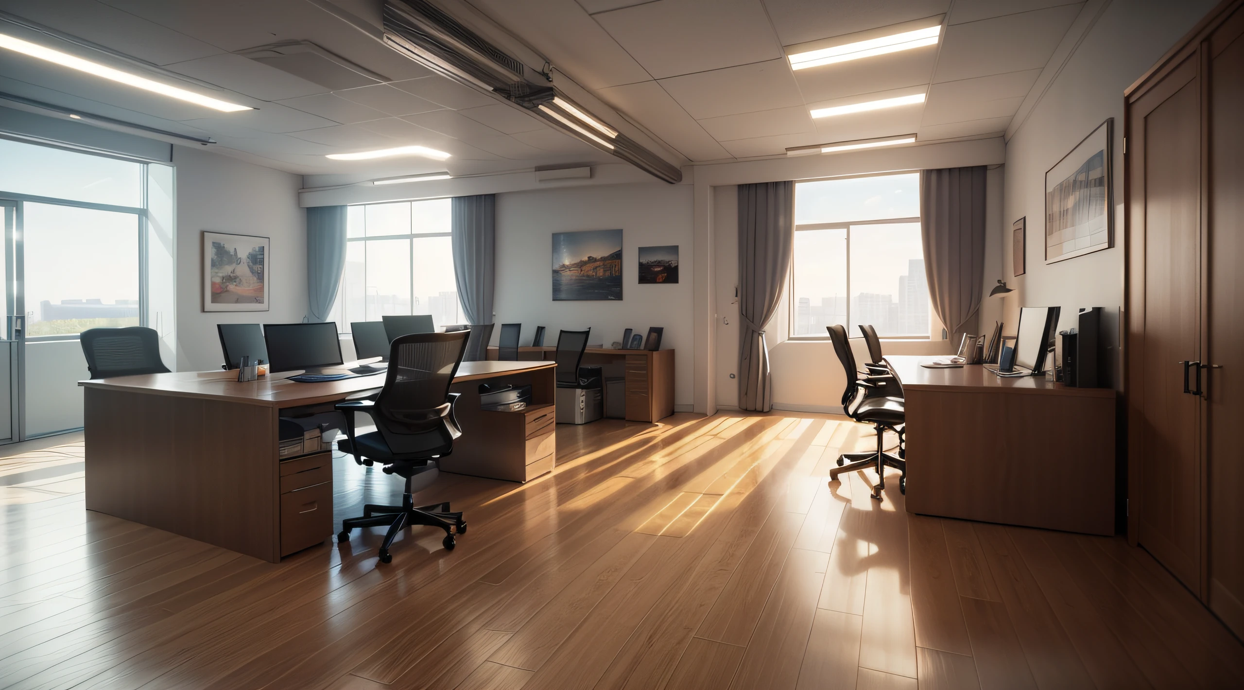 (8k, RAW photo, best quality, masterpiece: 1.2), (realistic, photo-realistic: 1.37), ultra-detailed, ultra high res, modern office, moderately lit