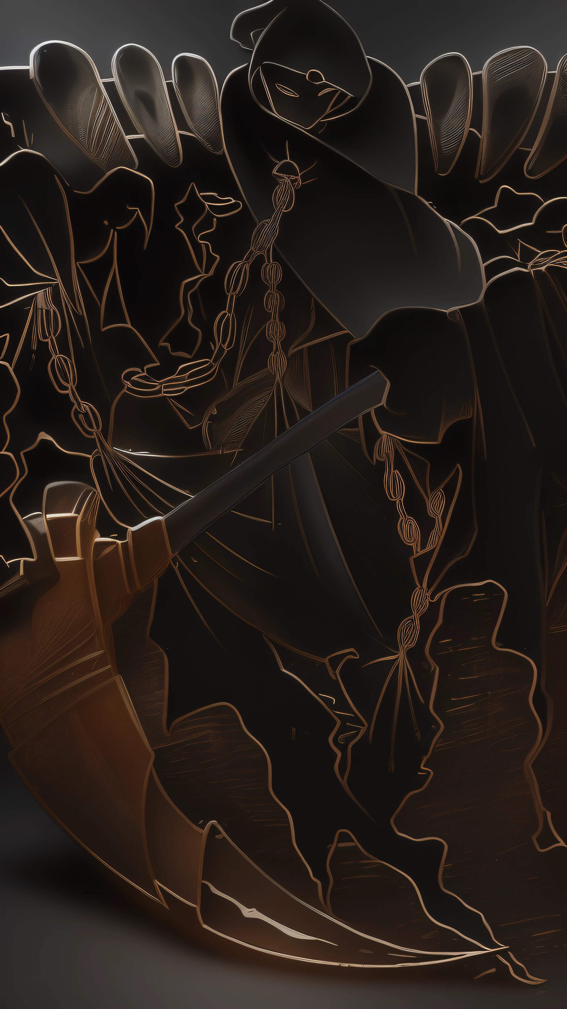 there is a man in a costume holding a sword in a forest, pintado como uma arte conceitual de jogo, arte de fantasia digital 3d detalhada, manto texturizado de tecido antigo medieval, Vencedor do concurso Polycount, arte conceitual estilizada, arte conceitual sombria, arte conceitual acabada, Vencedor do concurso Artstation, cavaleiro morto-vivo, arte conceitual arcana, Epic Fantasy Digital Art Style, representation of Death, foice reluzente, 3D-rendering, Raytraced, ray-traced, fulgurar, Bokeh, NVIDIA