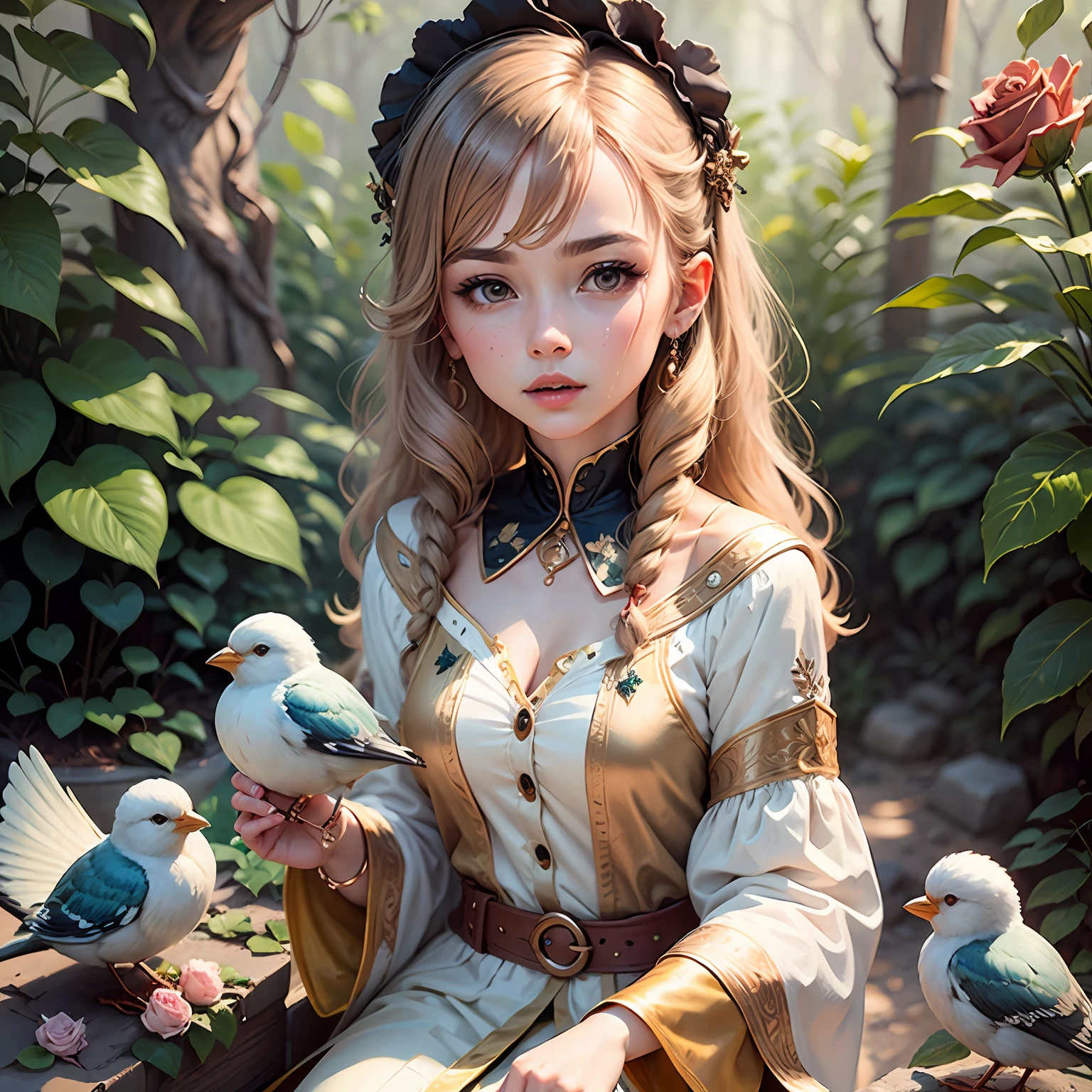 porcelain Birds, rose Gold color, Gold details --auto --s2