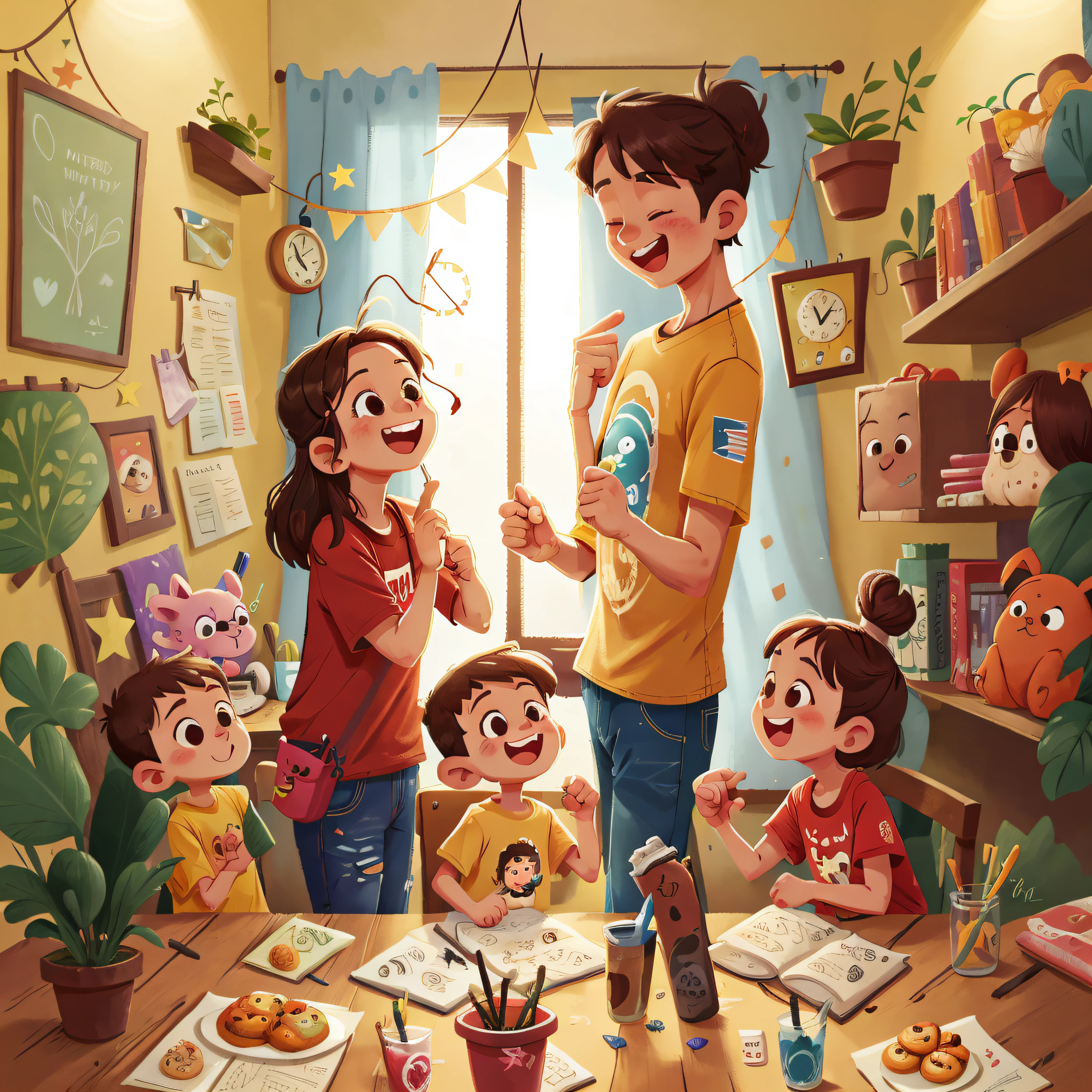 The Silva Family happy around the table thanking for the change