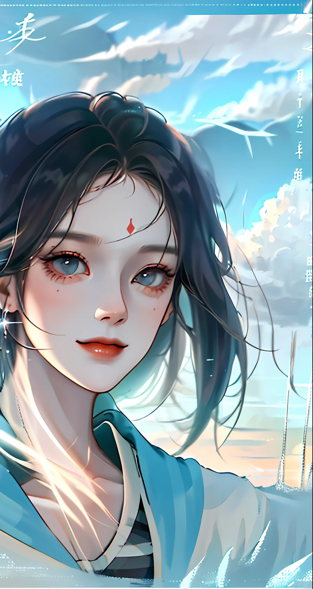 tmasterpiece,best qarity,cine still,1girl,Floating in the sky,Cloud Girl,clouds,(Close-up of:1.1),brightly,cheerfulness,intriguing,gentlesoftlighting,(bauhause,shape,lineworks,abstracted:1.1),the wind,