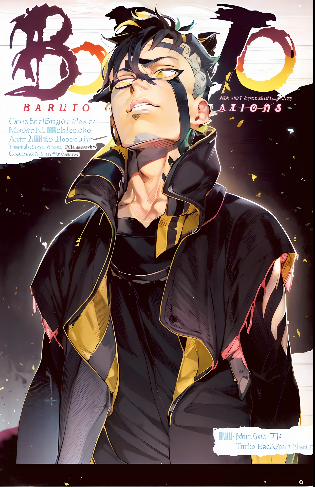Bleato, vol 7 por tomo, full color manga cover, color spread, naruto artstyle, Coringa como Naruto, Jujutsu Kaisen, coloured manga scan, dor de naruto, full color manga visual style, naruto uzumaki, uzumaki, manga cover style, Tetsuo futurista, Takehiko Inoue, de naruto, colored manga
