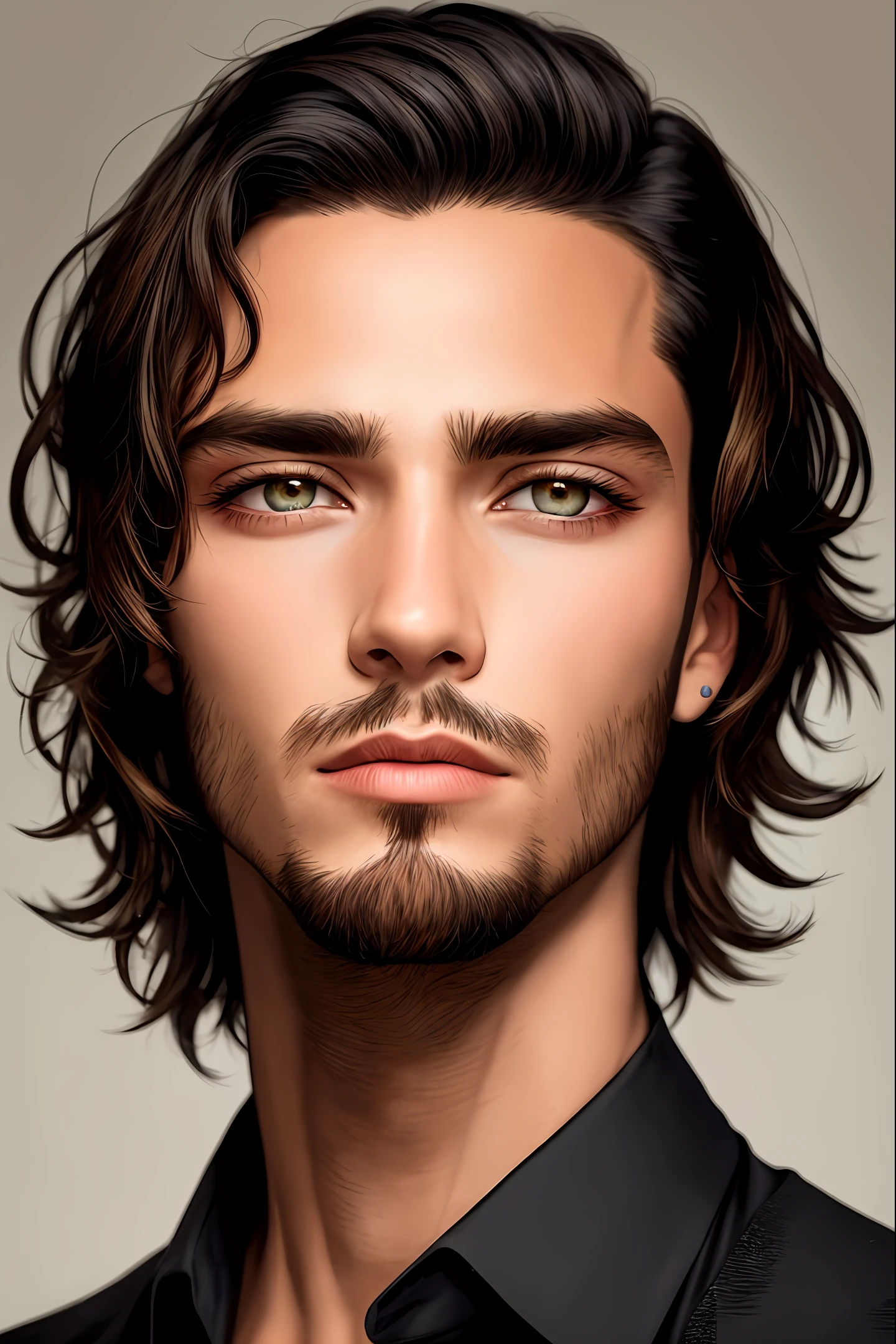 human male,greyt hair,Double pupil of left eye,One black and one gold,No beard