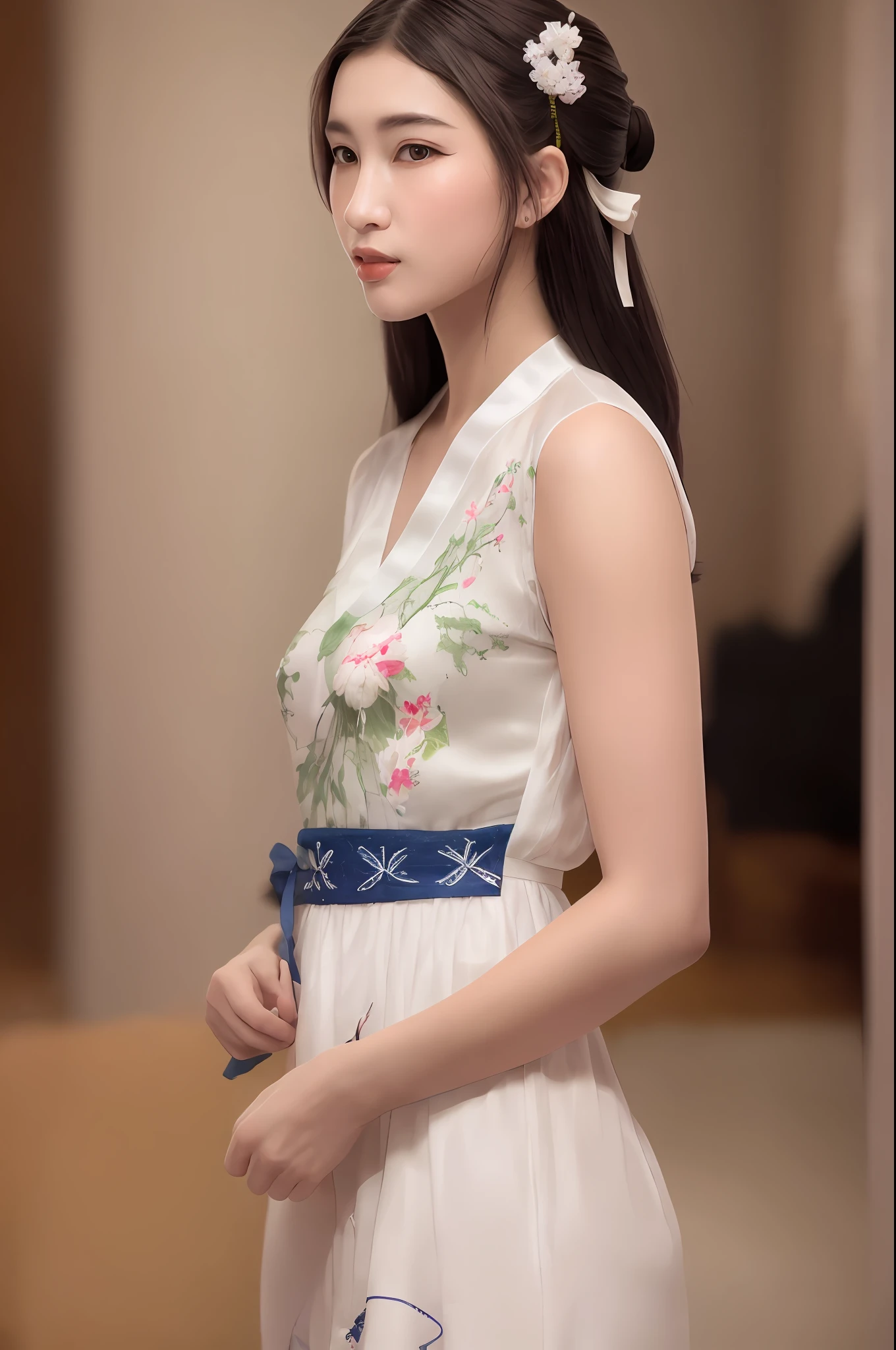 high resolution,(8k, best quality, masterpiece:1.2), (realistic, photo-realistic:1.2),the whole body,detailed face,(delicate texture, pattern, hanfu),